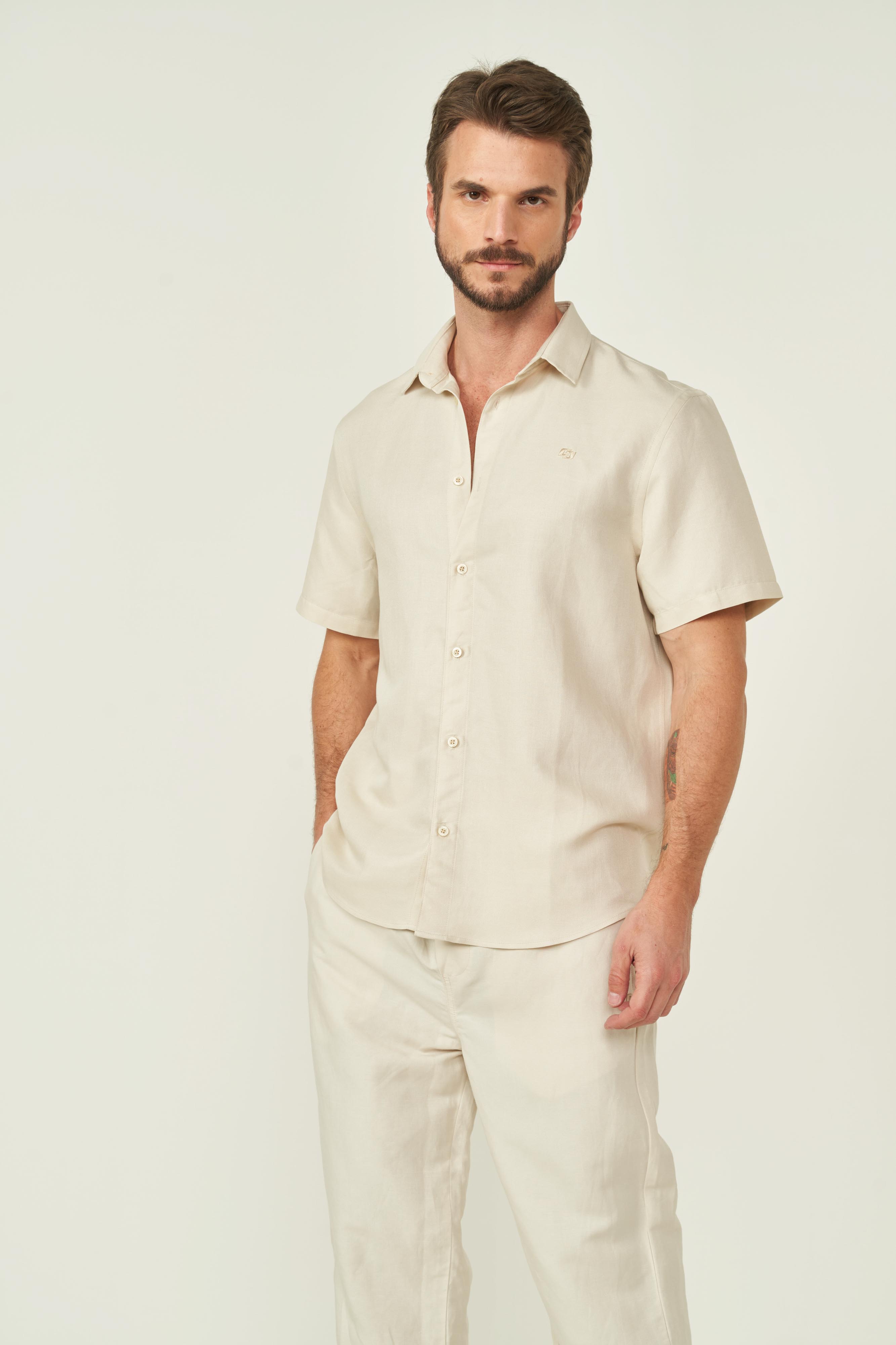 CAMISA LINHO M BEGE TAUPE
