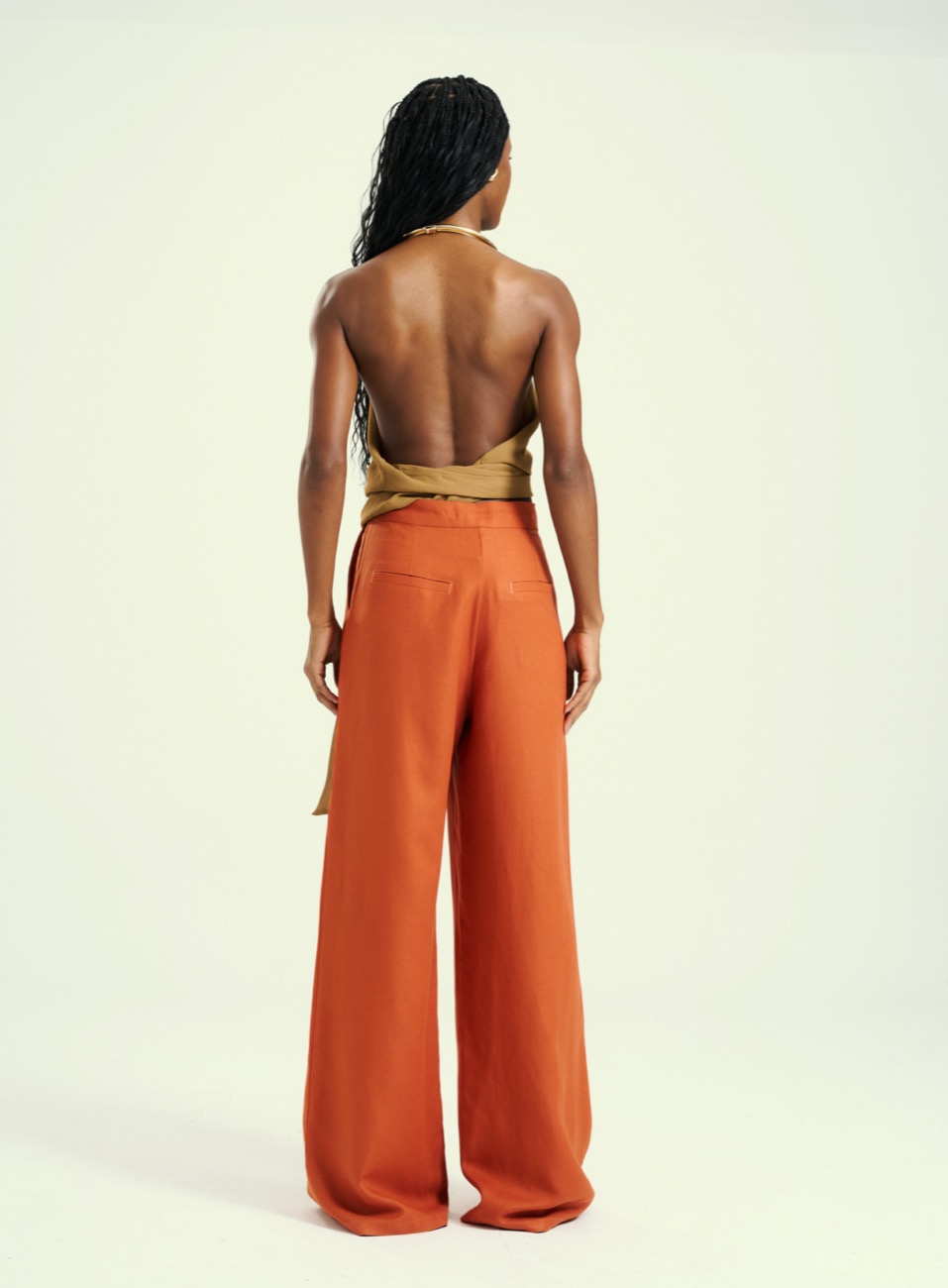CALÇA LINHO GG MARROM CARAMEL