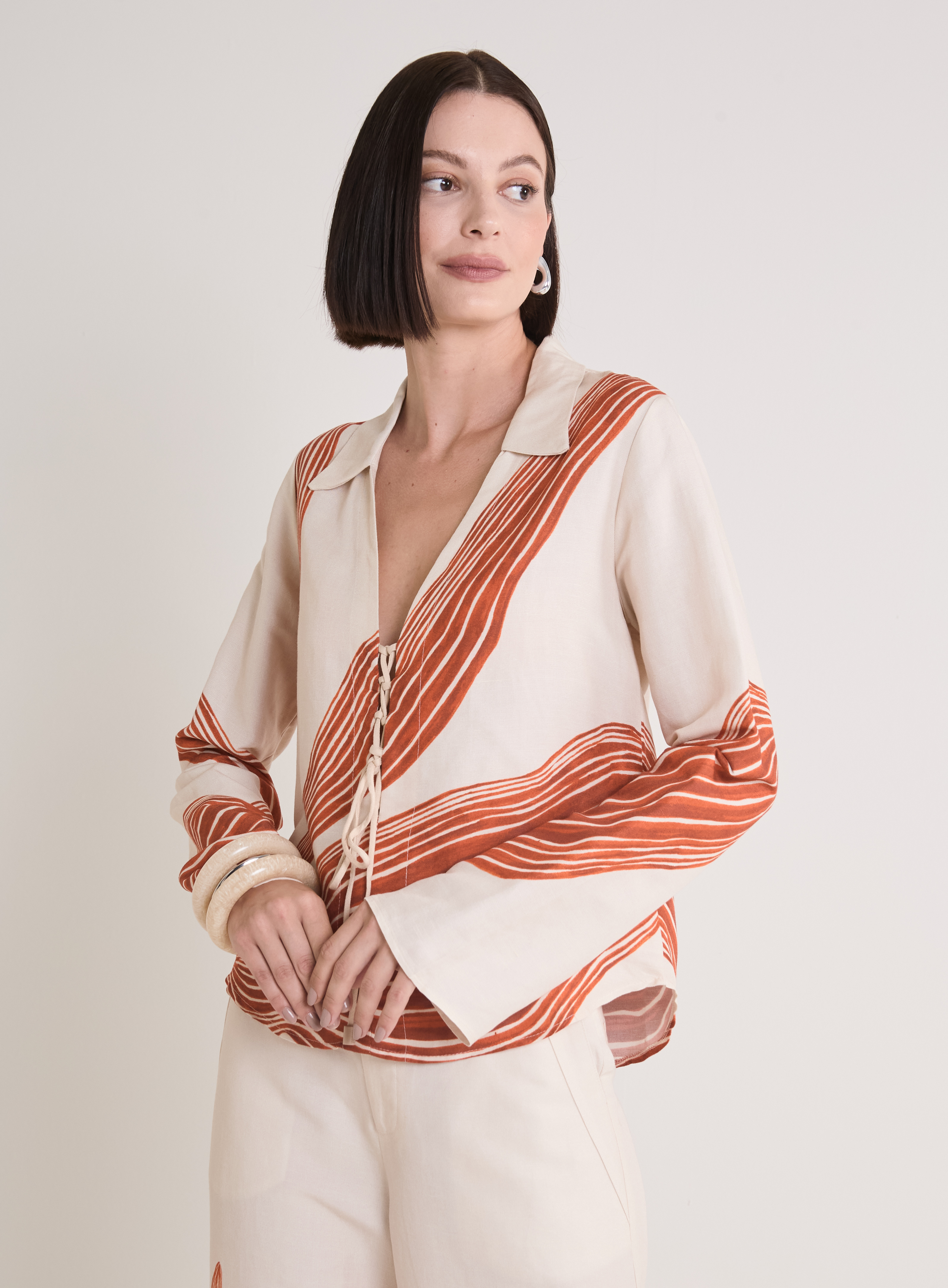 BLUSA LINHO ESTAMPADA G LOTUS