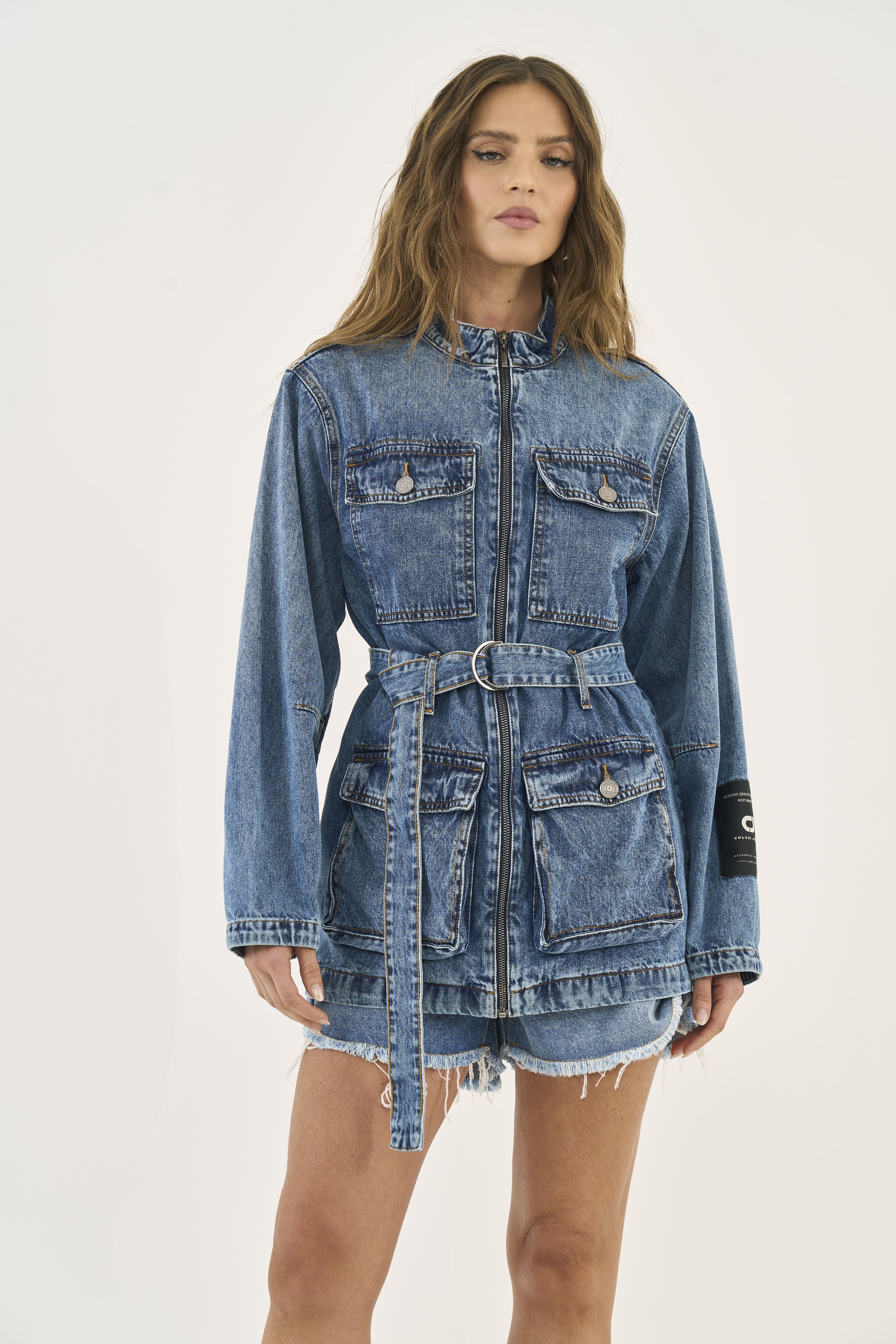 PARKA JEANS COM CINTO G INDIGO