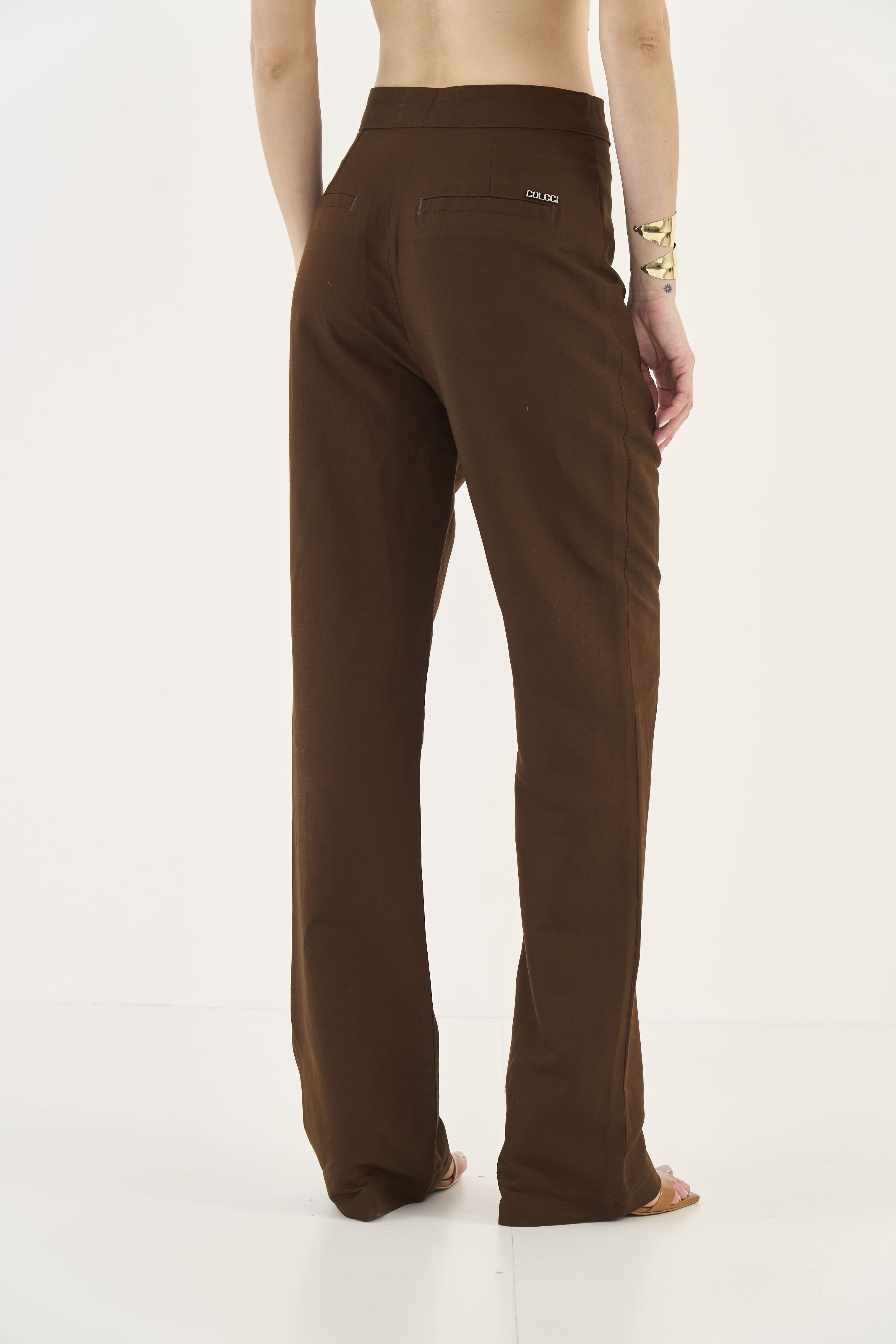 CALÇA LINHO M MARROM NOBUCK
