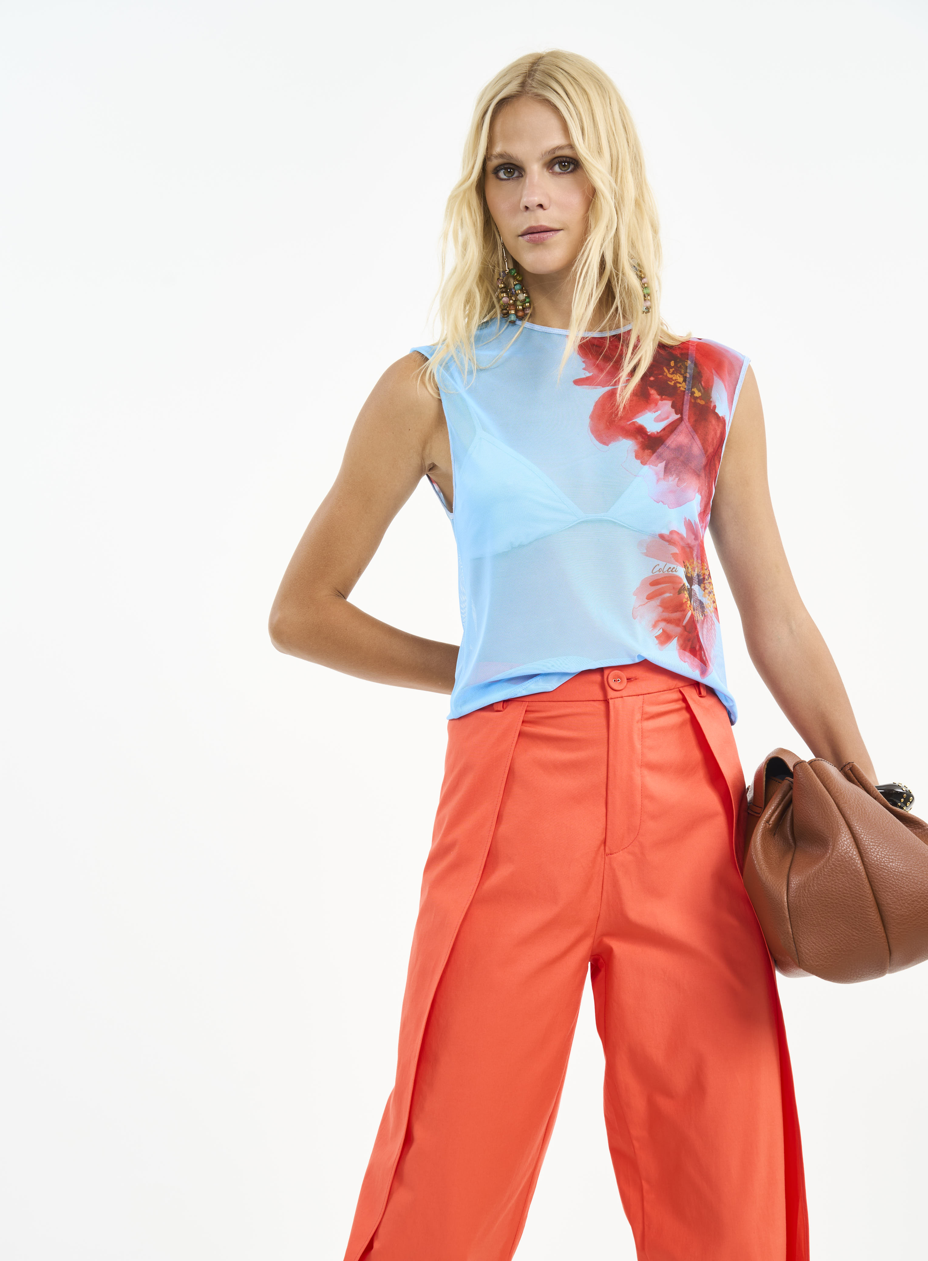 BLUSA TULE ESTAMPADO M AZUL