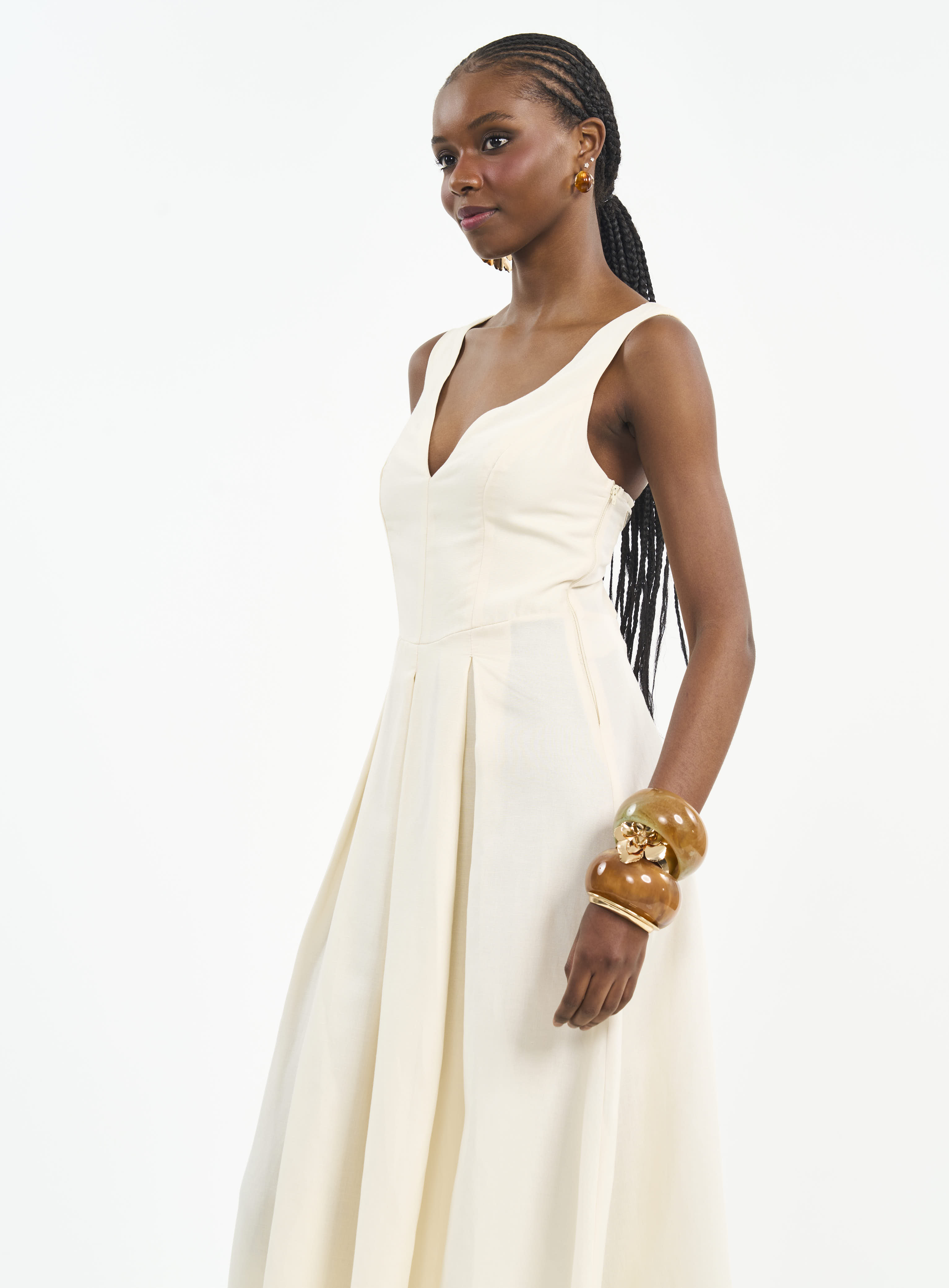VESTIDO LINHO M BEGE AFFOGATO