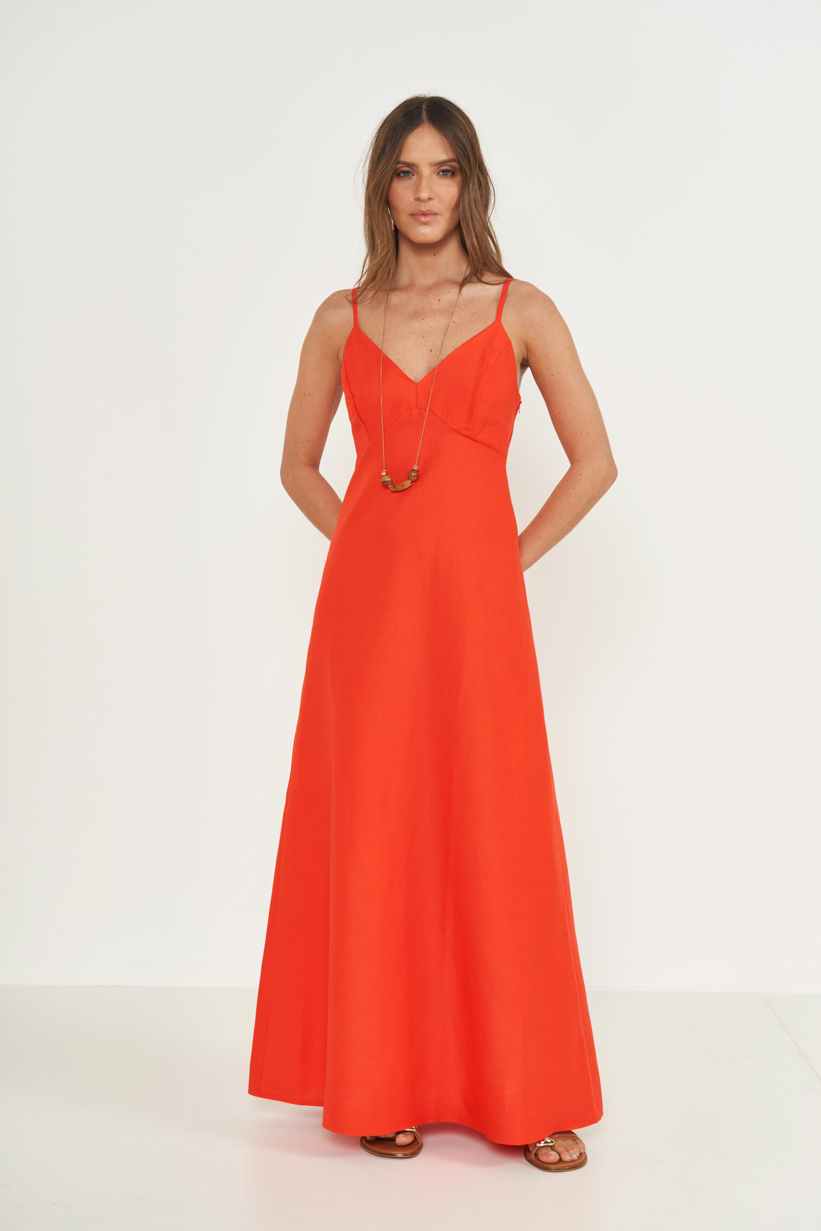 VESTIDO LINHO P VERMELHO NIVES