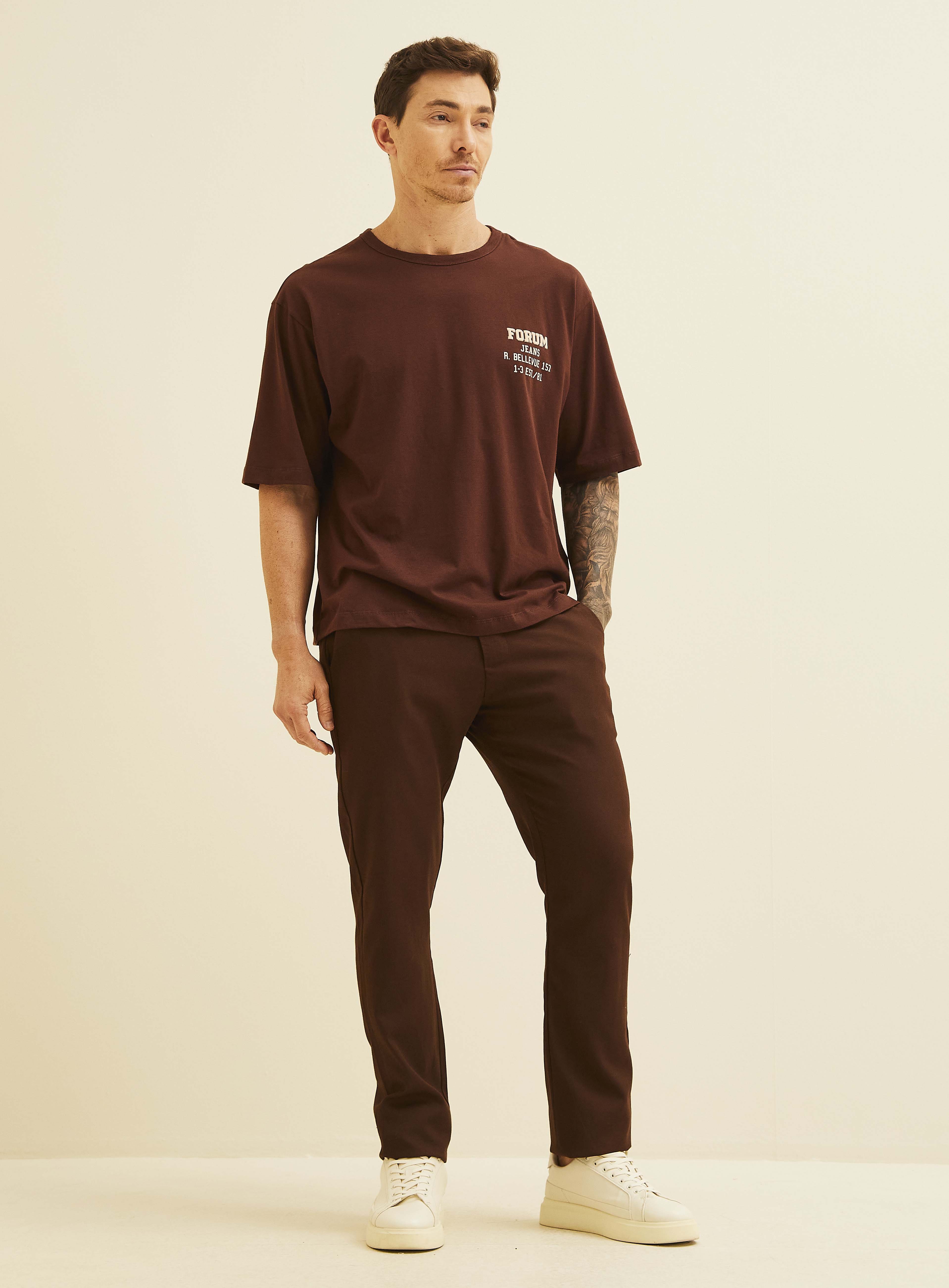 CALÇA LINHO 38 MARROM ROCCIA