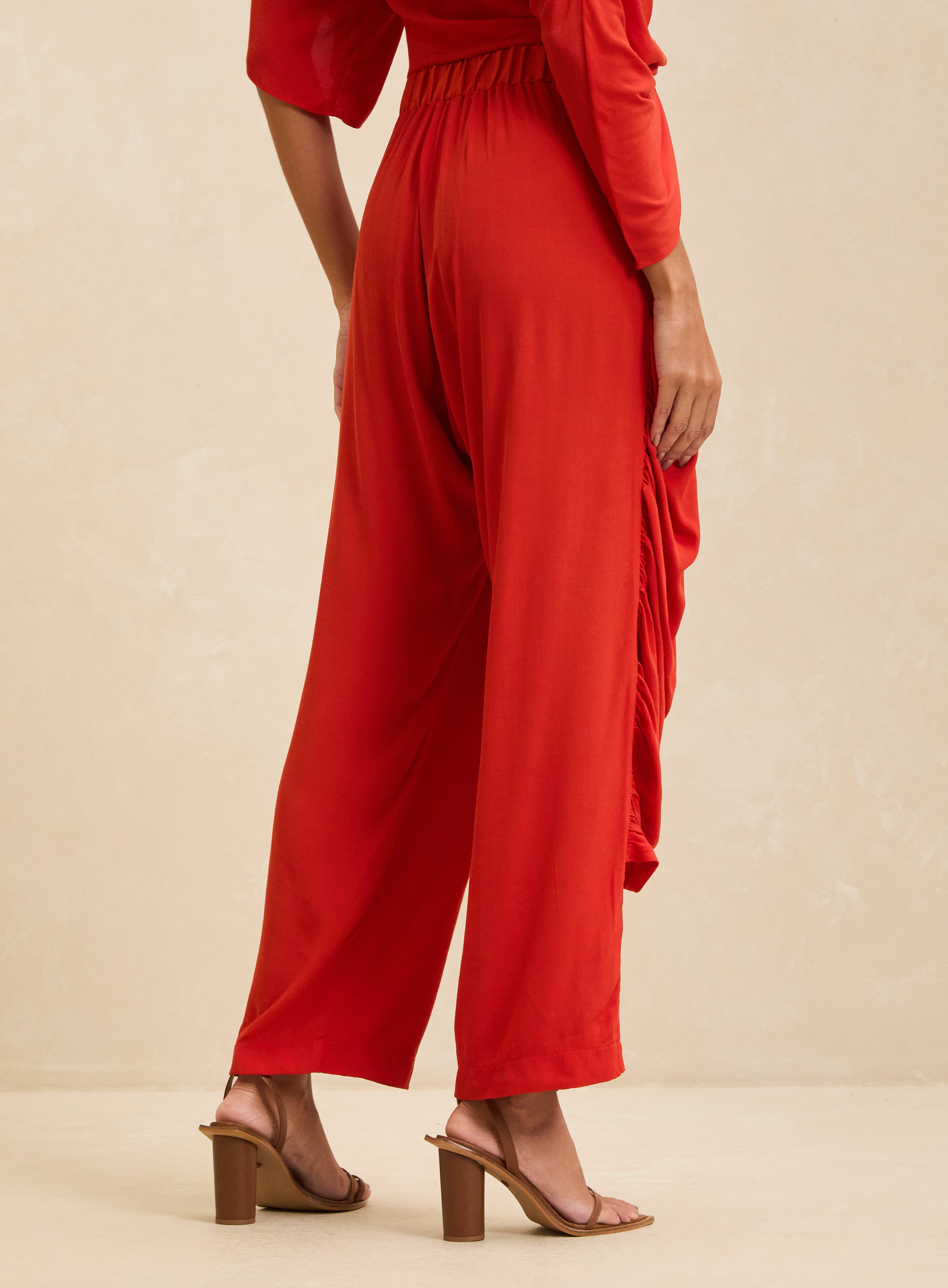 CALÇA DETALHE LINHO P LARANJA SARDONI