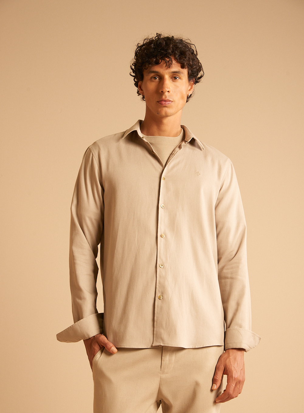 CAMISA LINHO RELAX M BEGE BISQUET
