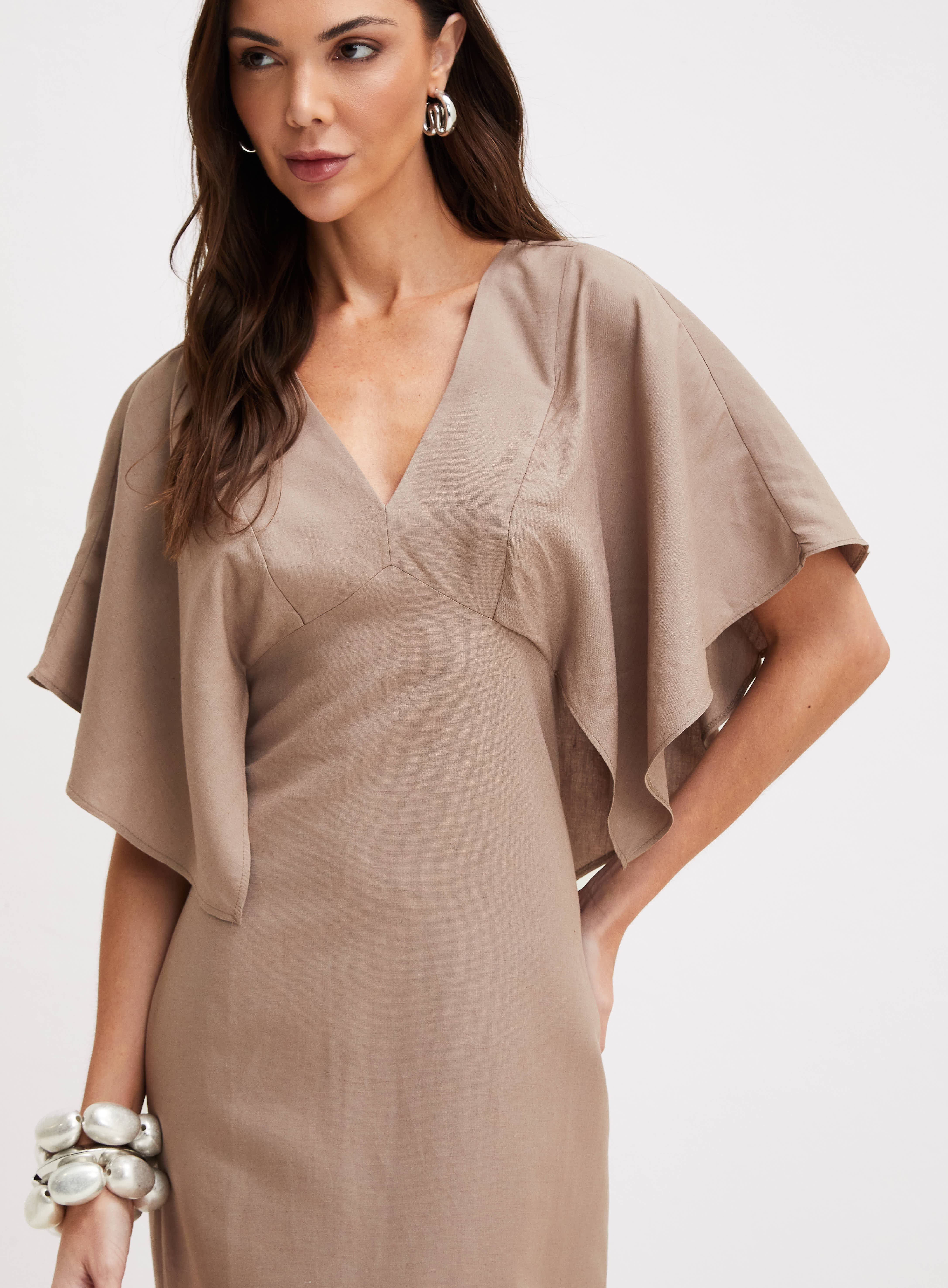 VESTIDO LINHO M MARROM NOZ MOSC