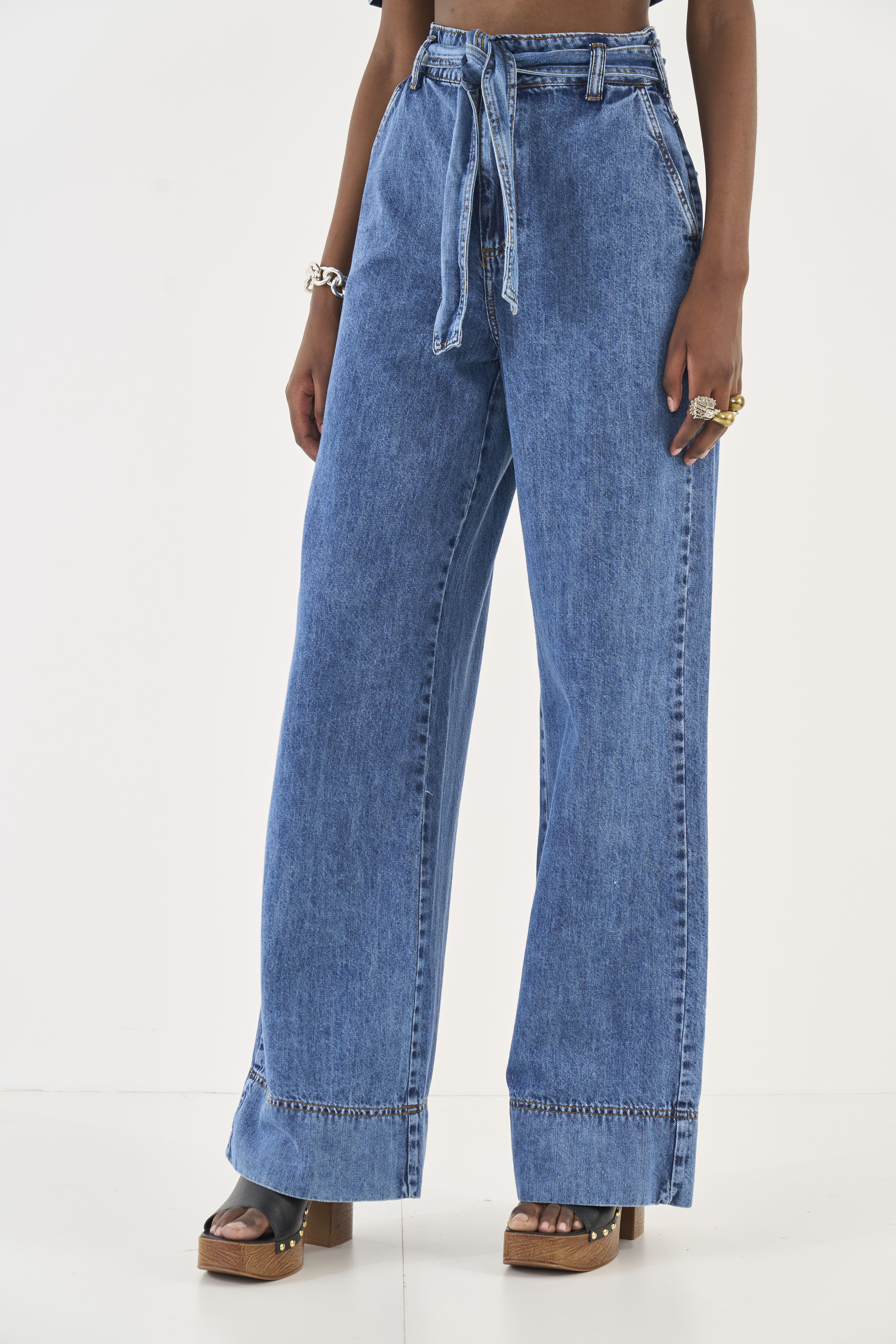CALÇA JEANS JOANA WIDE 42 INDIGO