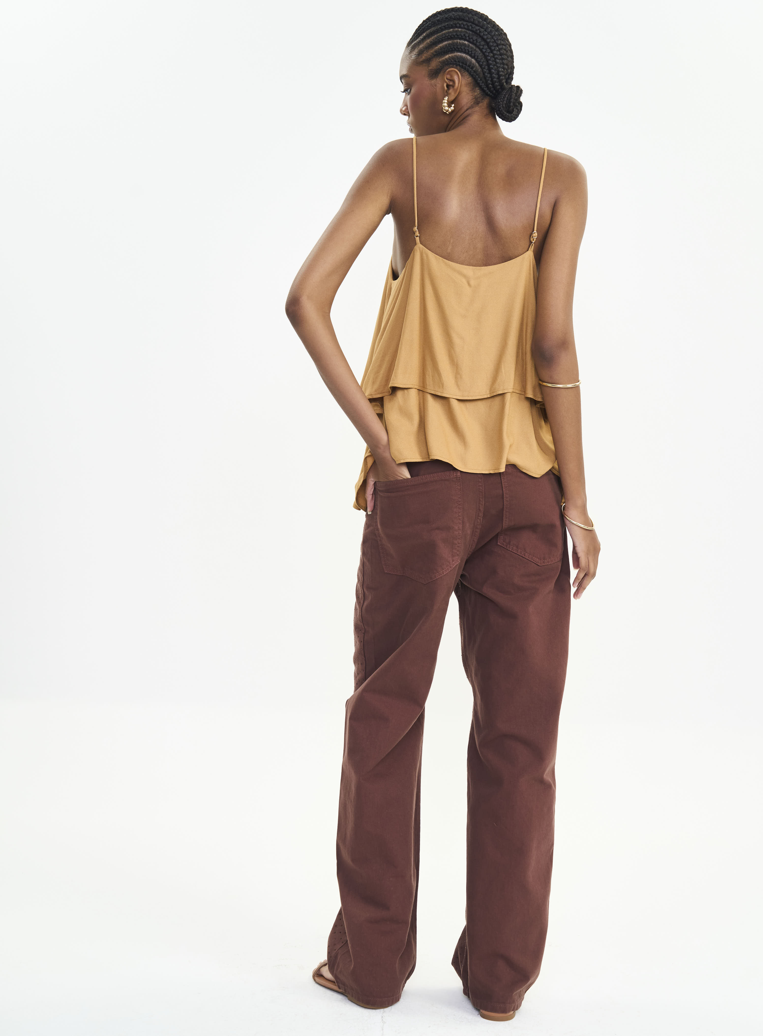 CALÇA SARJA BRUNA LOW 38 MARROM TIRAMISU