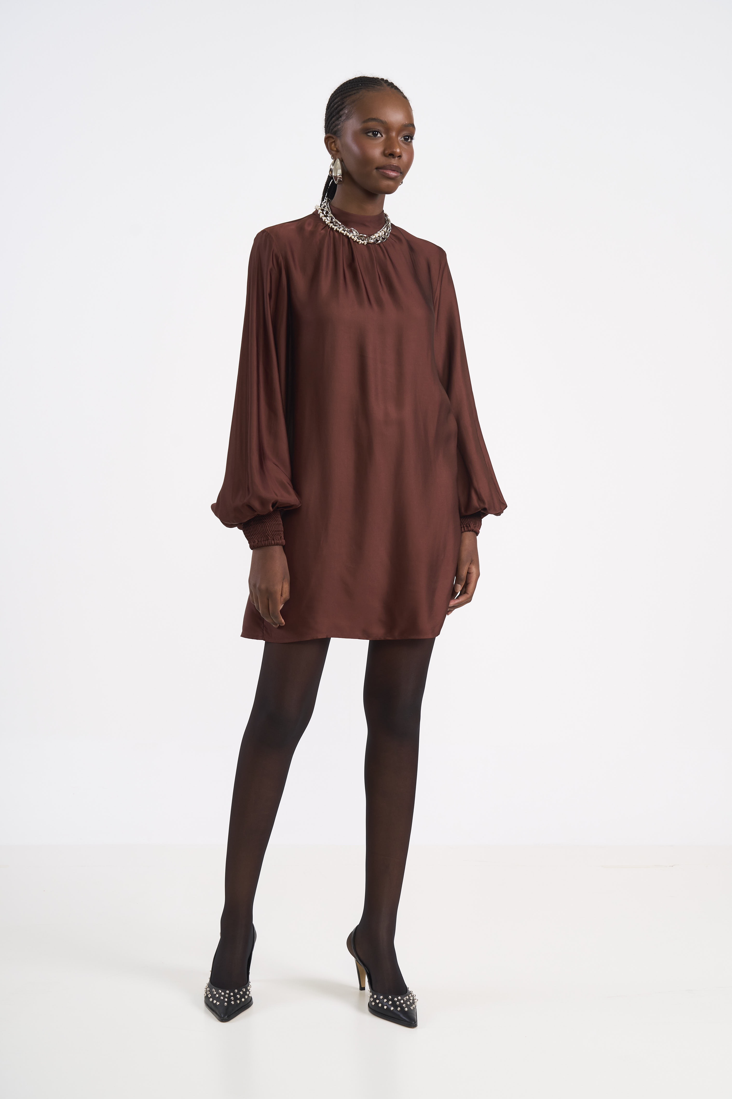VESTIDO COLCCI P MARROM BEATEN BROWN