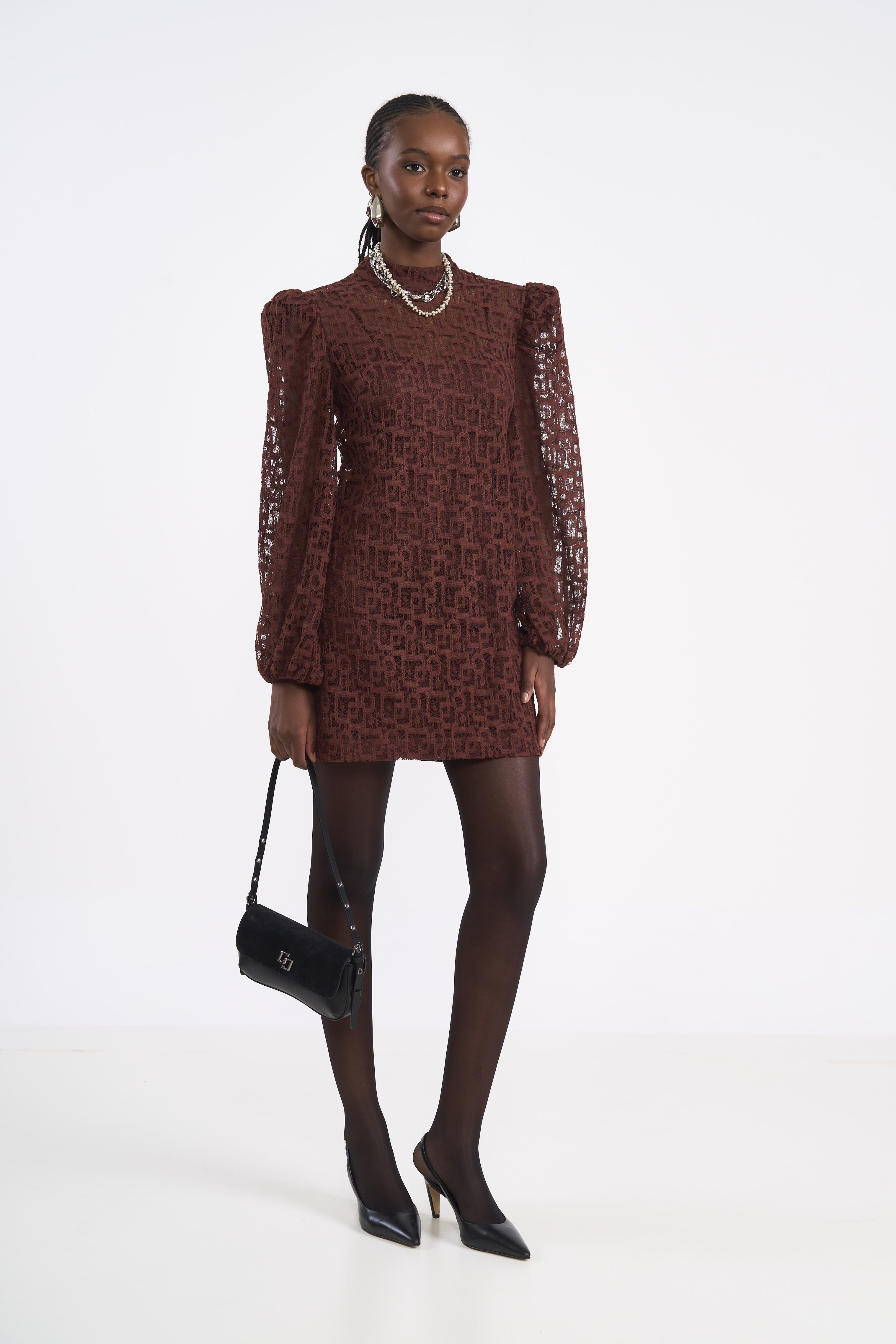 VESTIDO RENDA P MARROM BEATEN BROWN