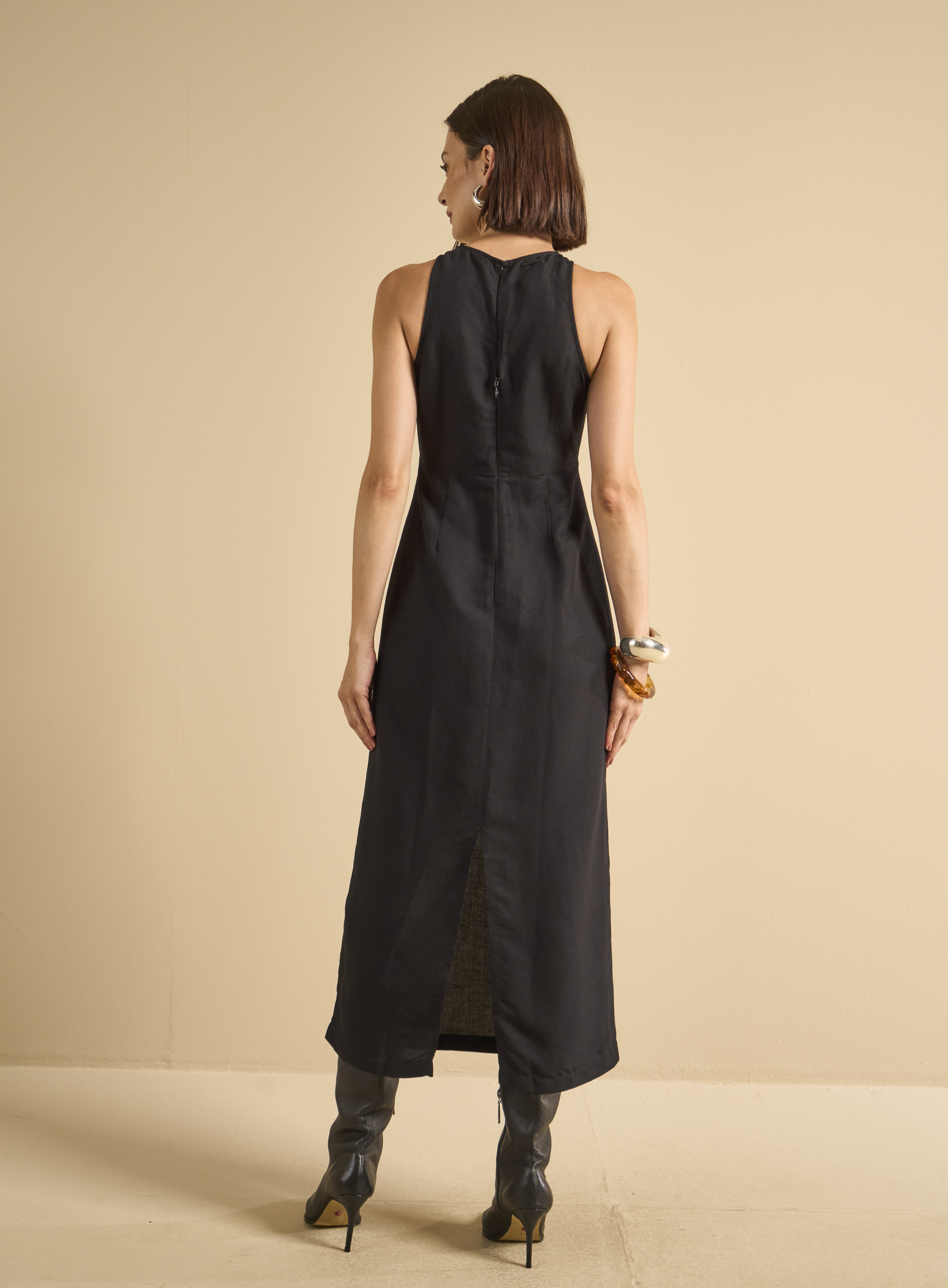 VESTIDO LINHO P PRETO