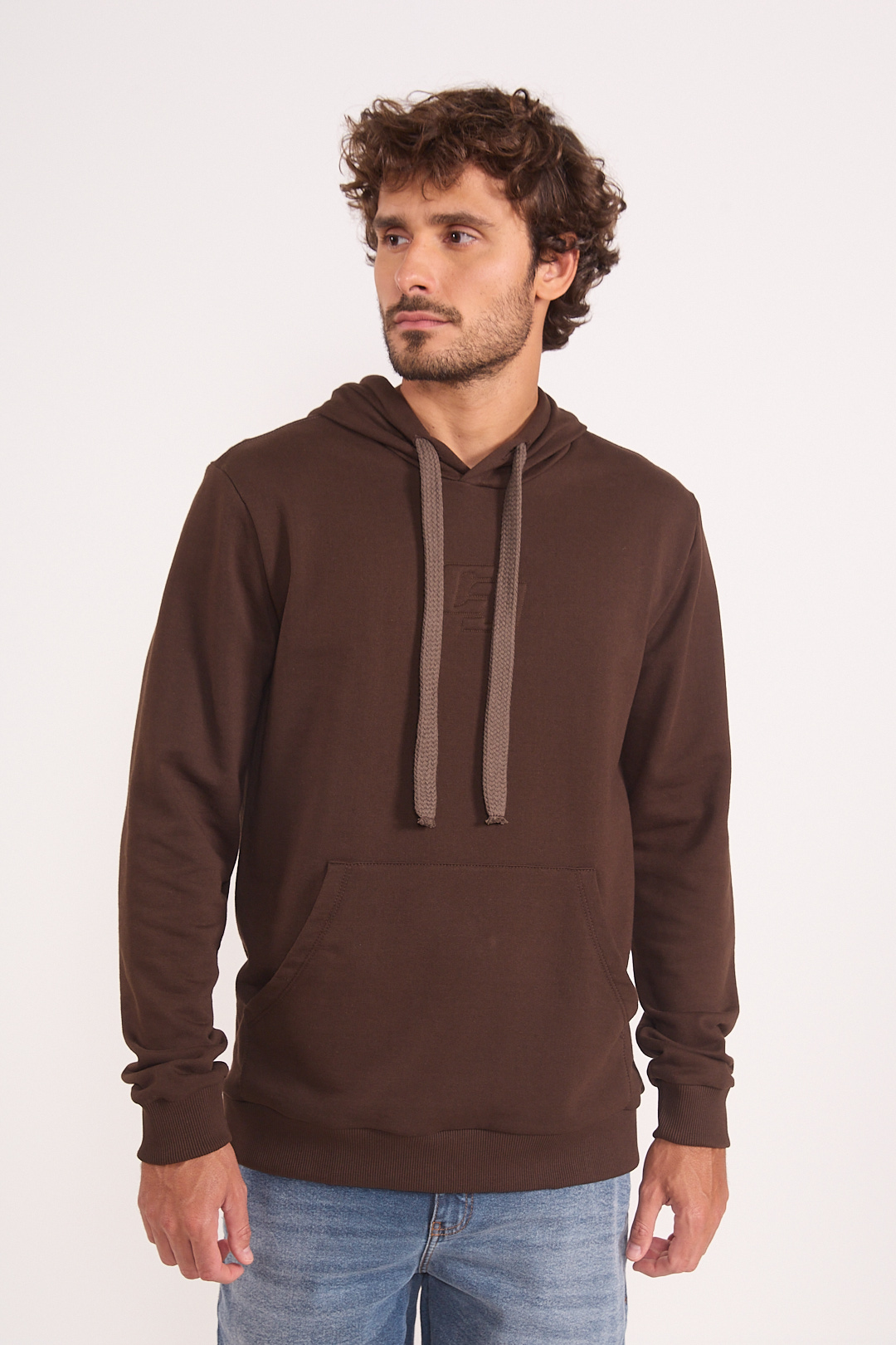 BLUSÃO MOLETOM COM CAPUZ GG MARROM COCONUT