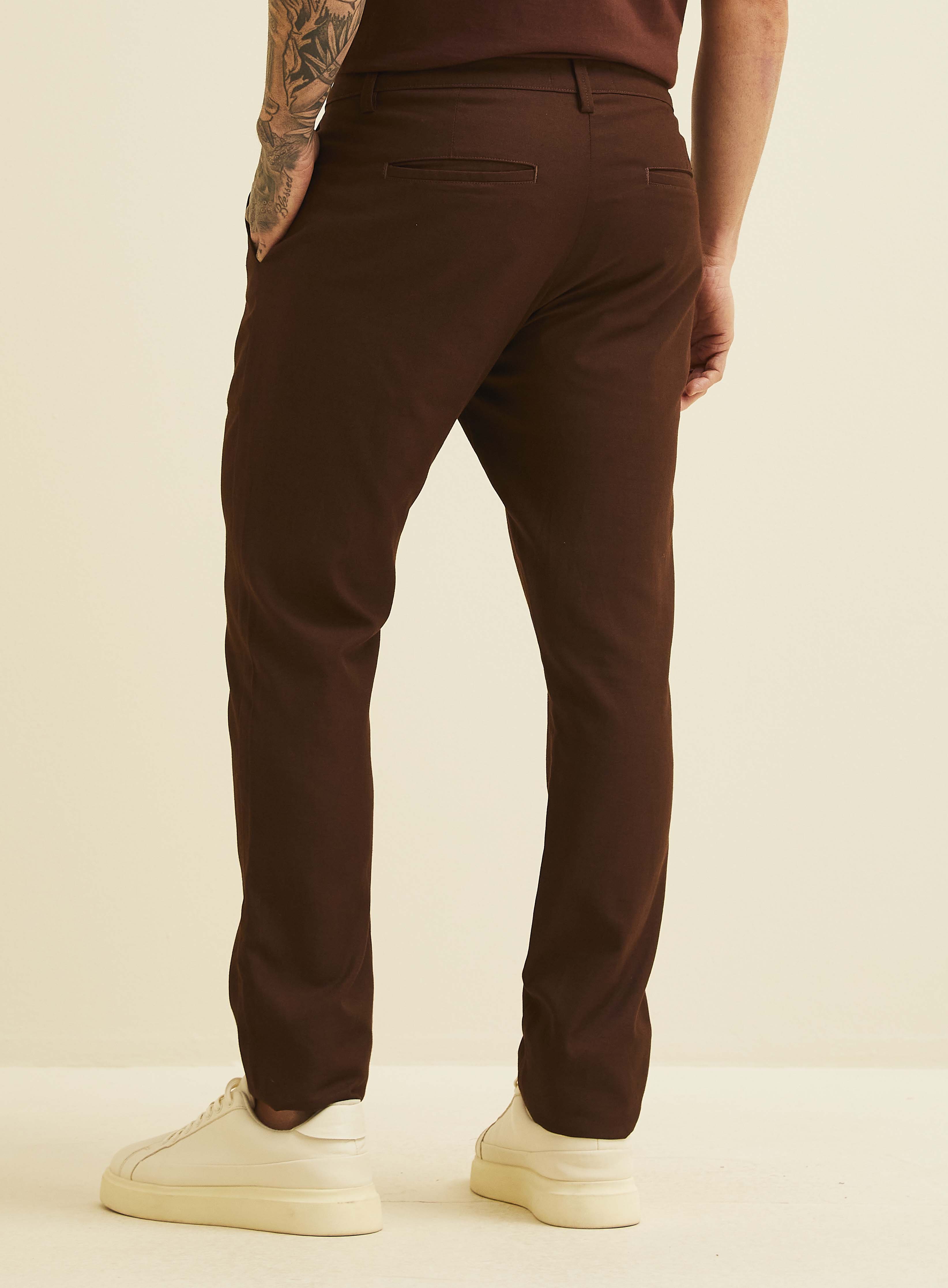 CALÇA LINHO 38 MARROM ROCCIA