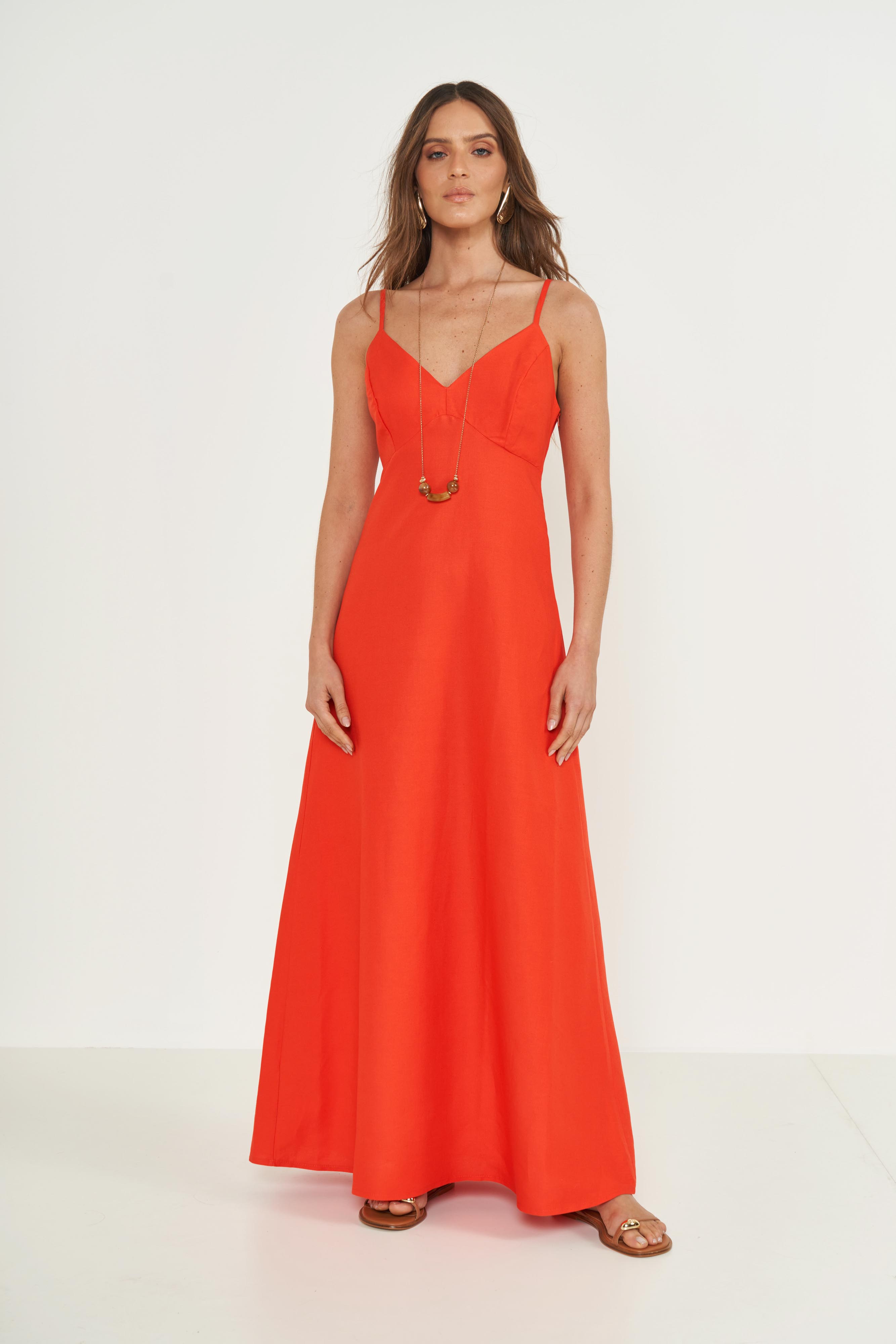 VESTIDO LINHO P VERMELHO NIVES