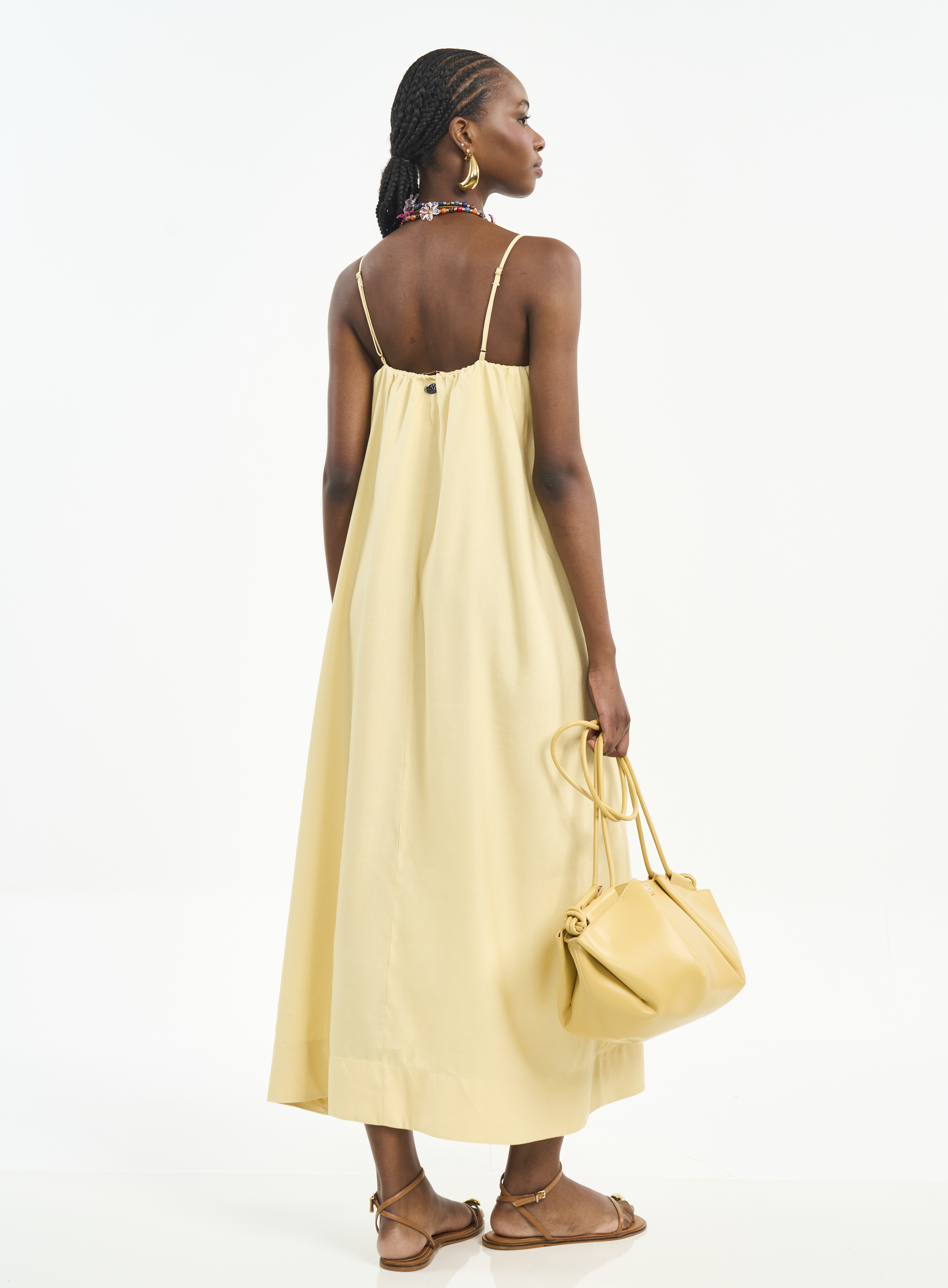 VESTIDO LINHO G AMARELO SOLENE