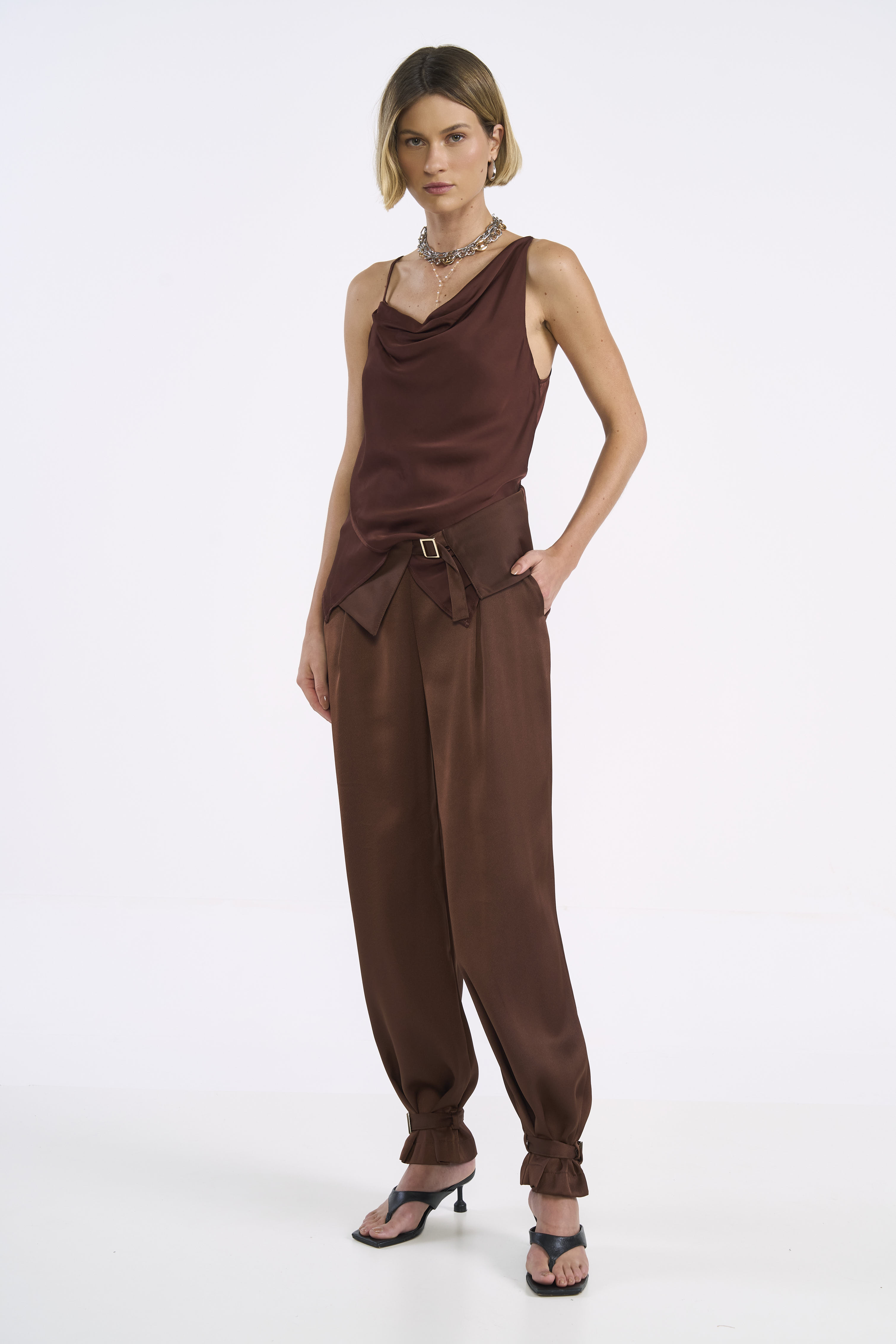 BLUSA COLCCI P MARROM BEATEN BROWN