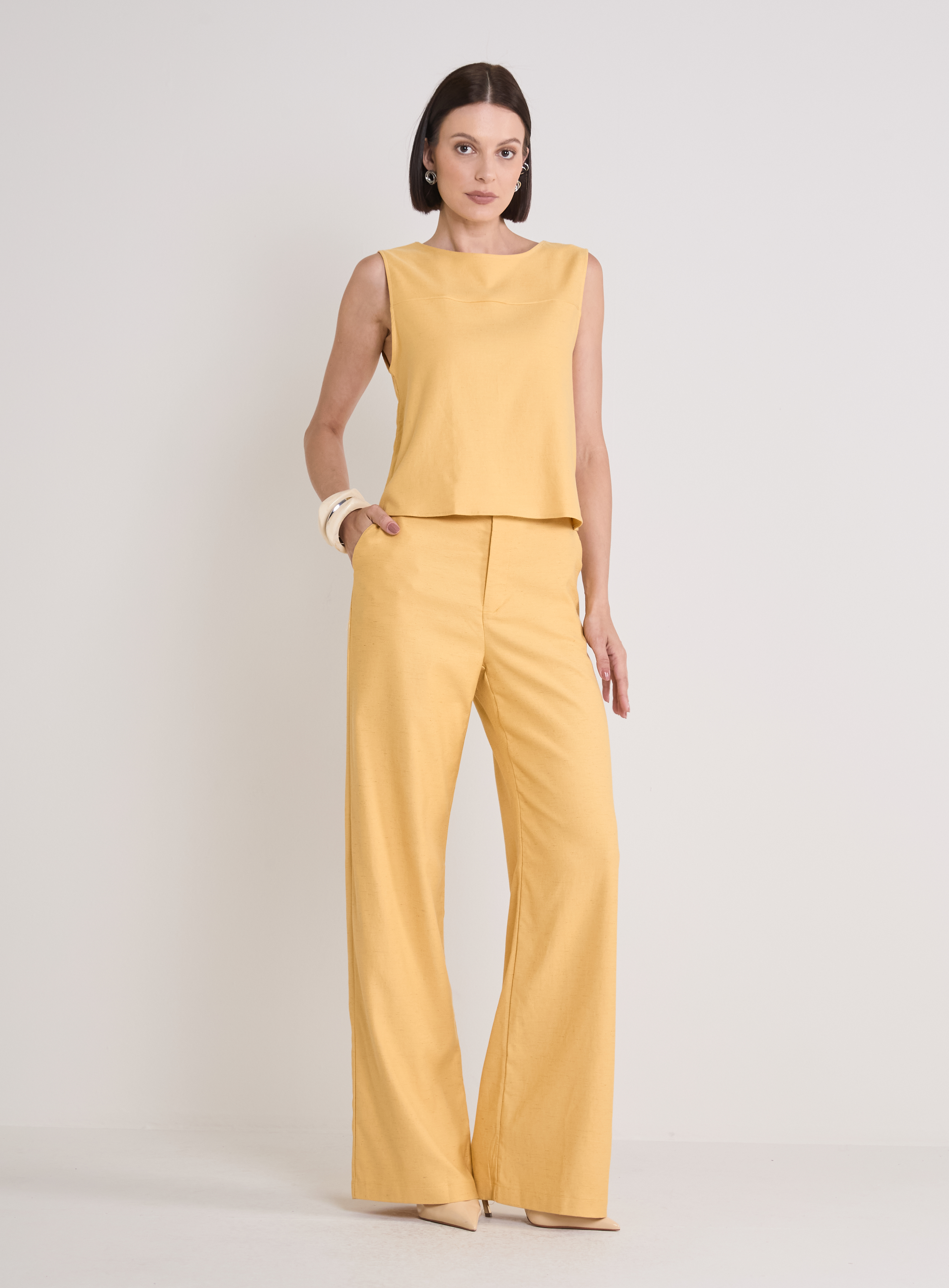 BLUSA LINHO PP AMARELO PRAINHA