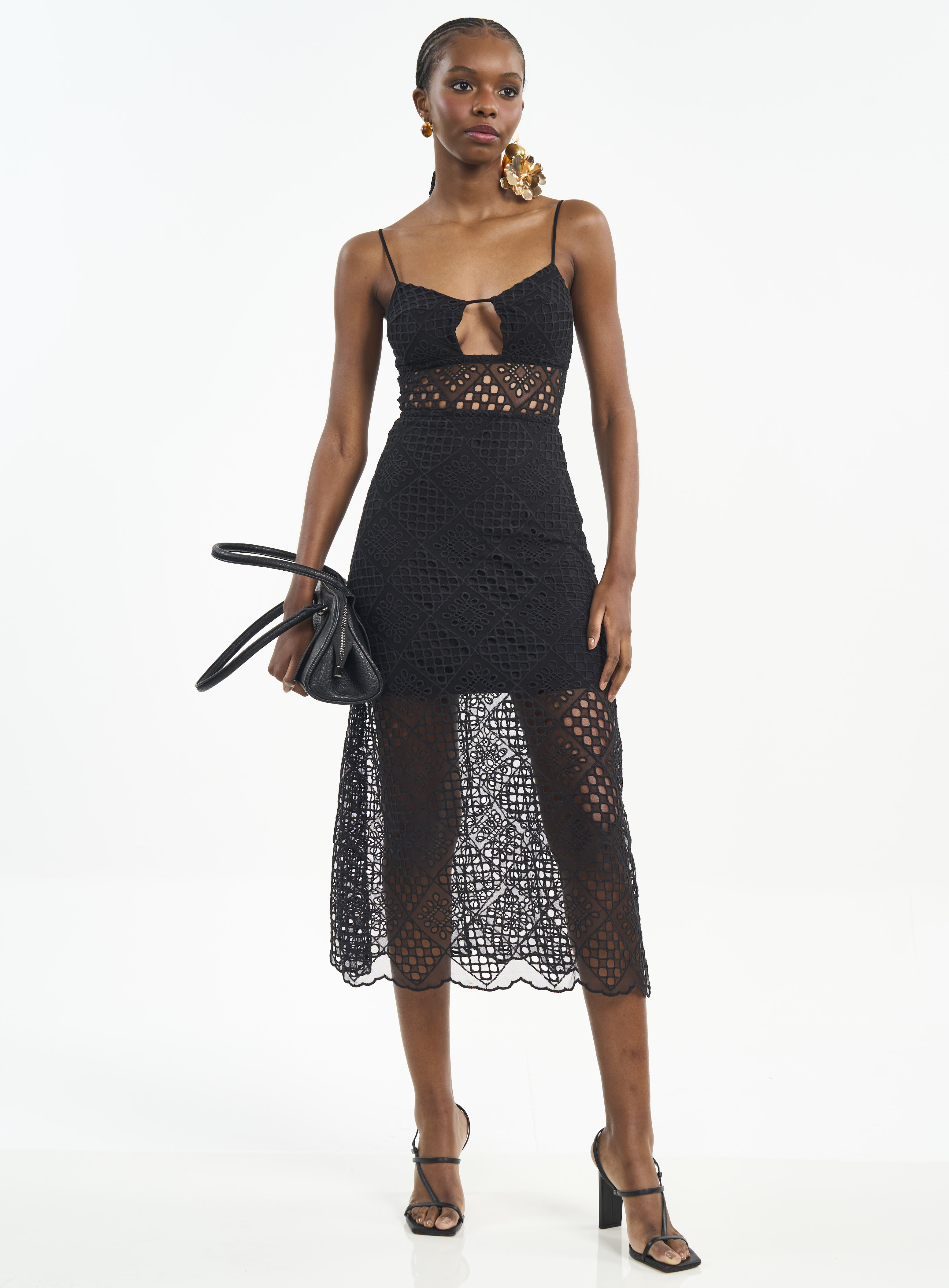 VESTIDO TULE BORDADO P PRETO
