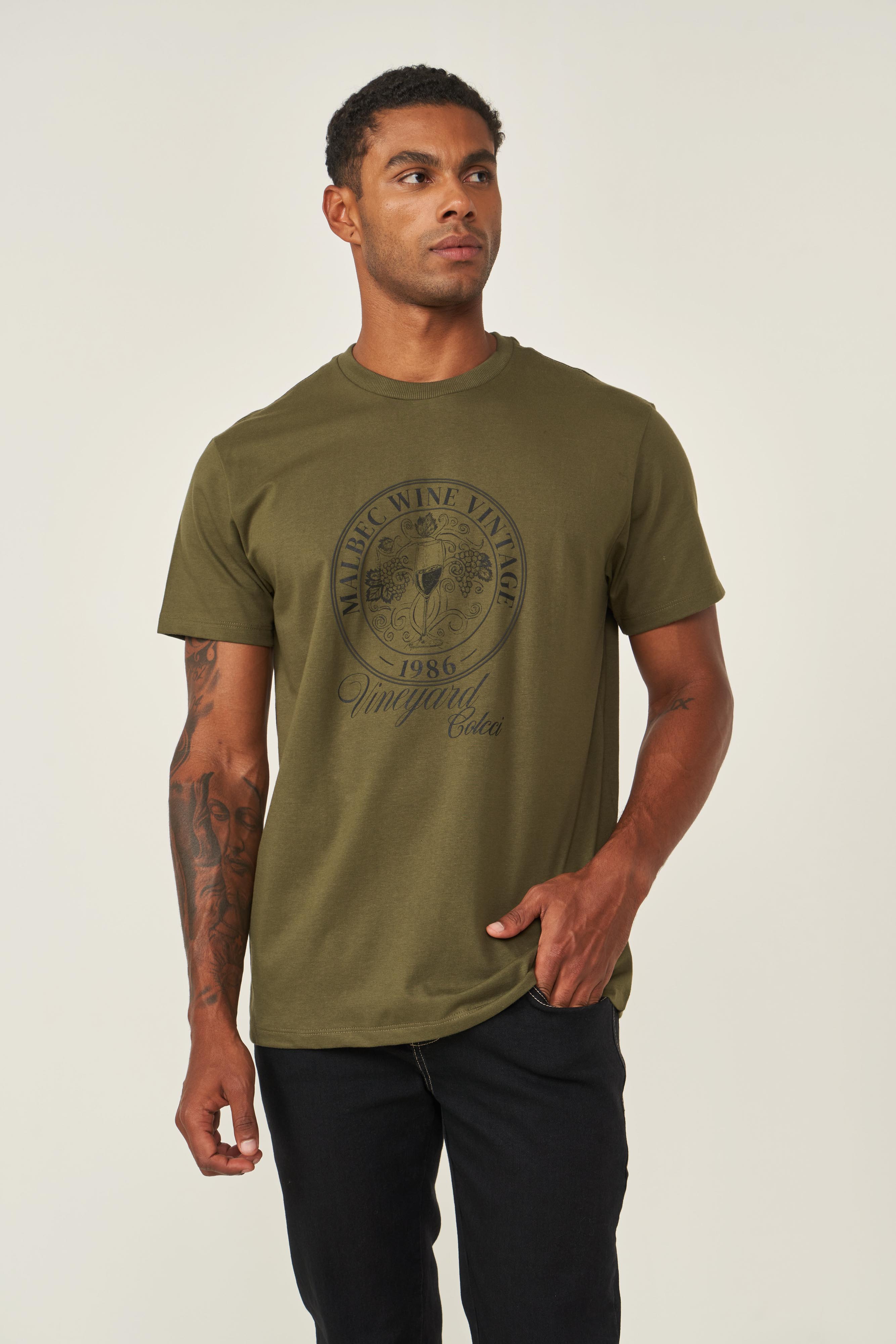 CAMISETA ESTAMPADA GG VERDE MANJERICAO