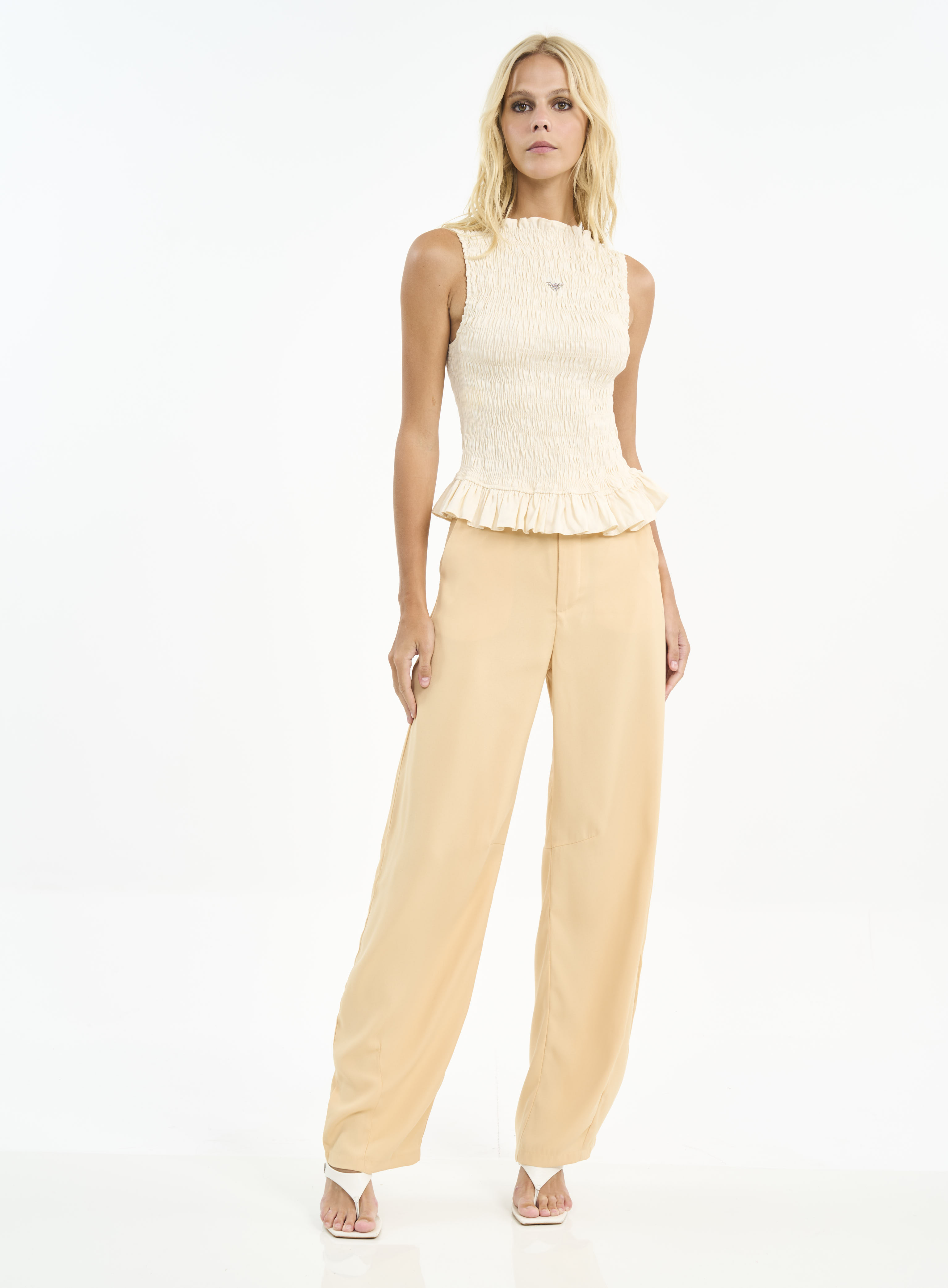 BLUSA LINHO M BEGE AFFOGATO