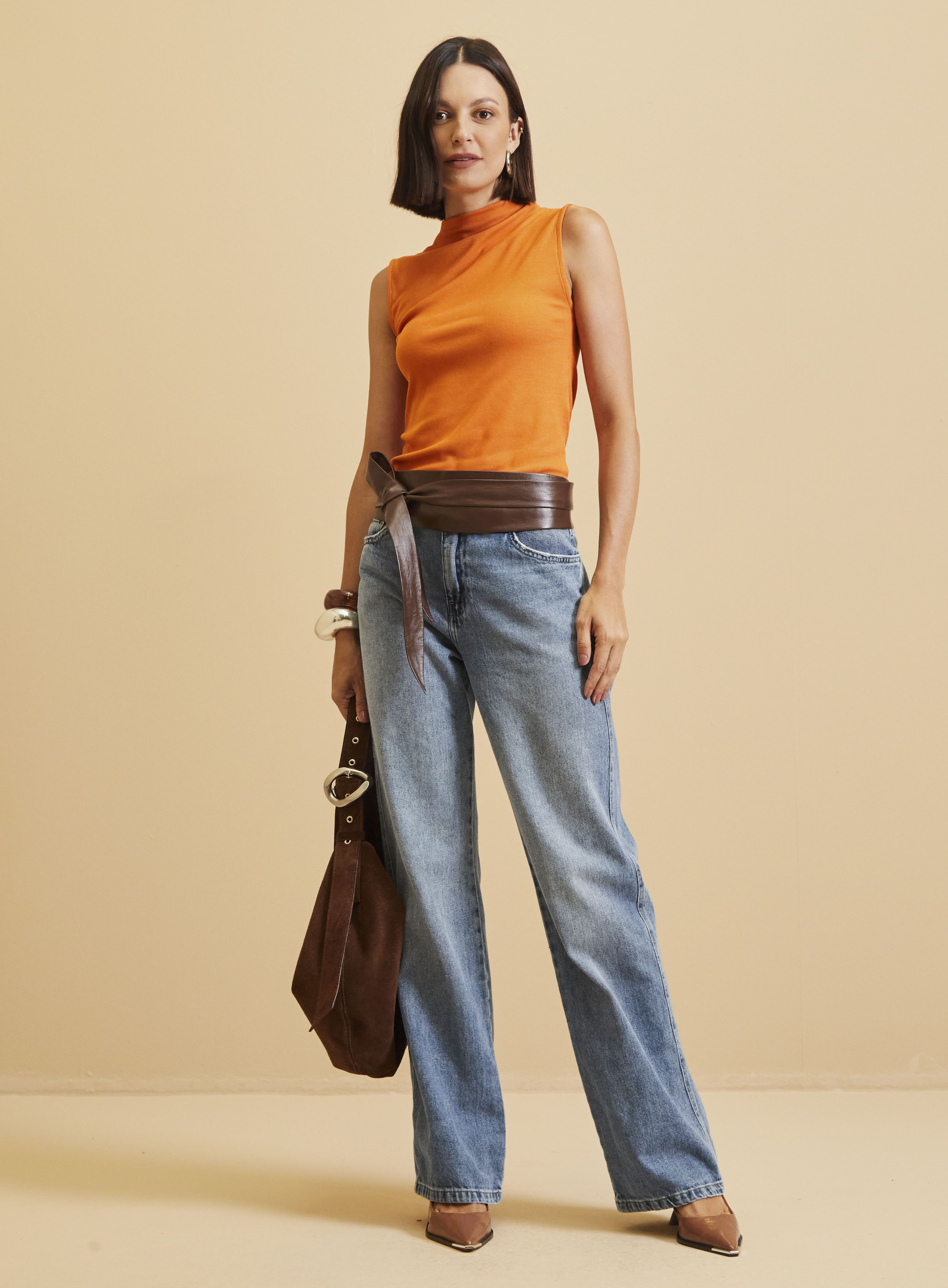 CALÇA JEANS RAQUEL WIDE LEG COM CINTO 40 INDIGO