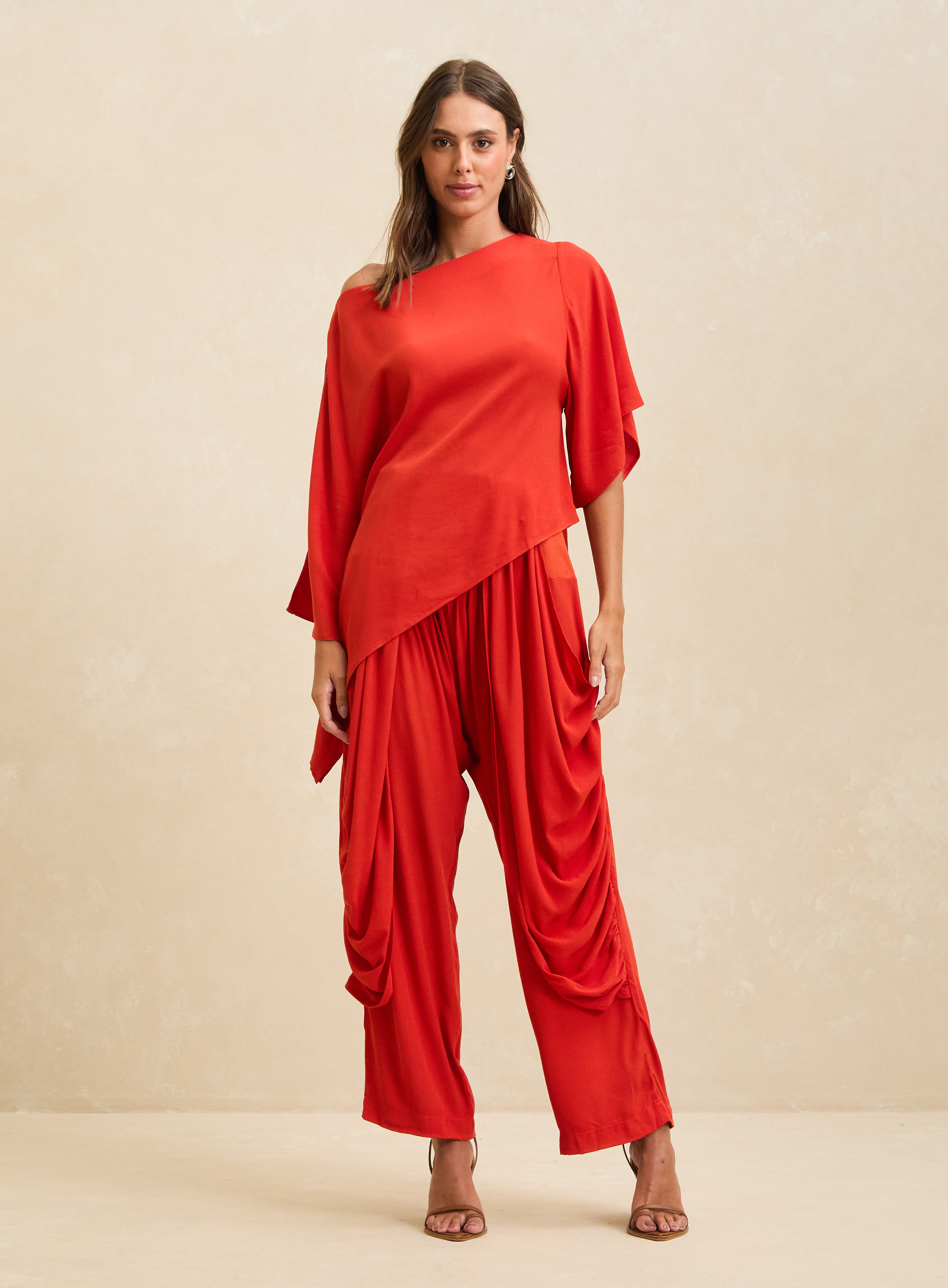 CALÇA DETALHE LINHO P LARANJA SARDONI