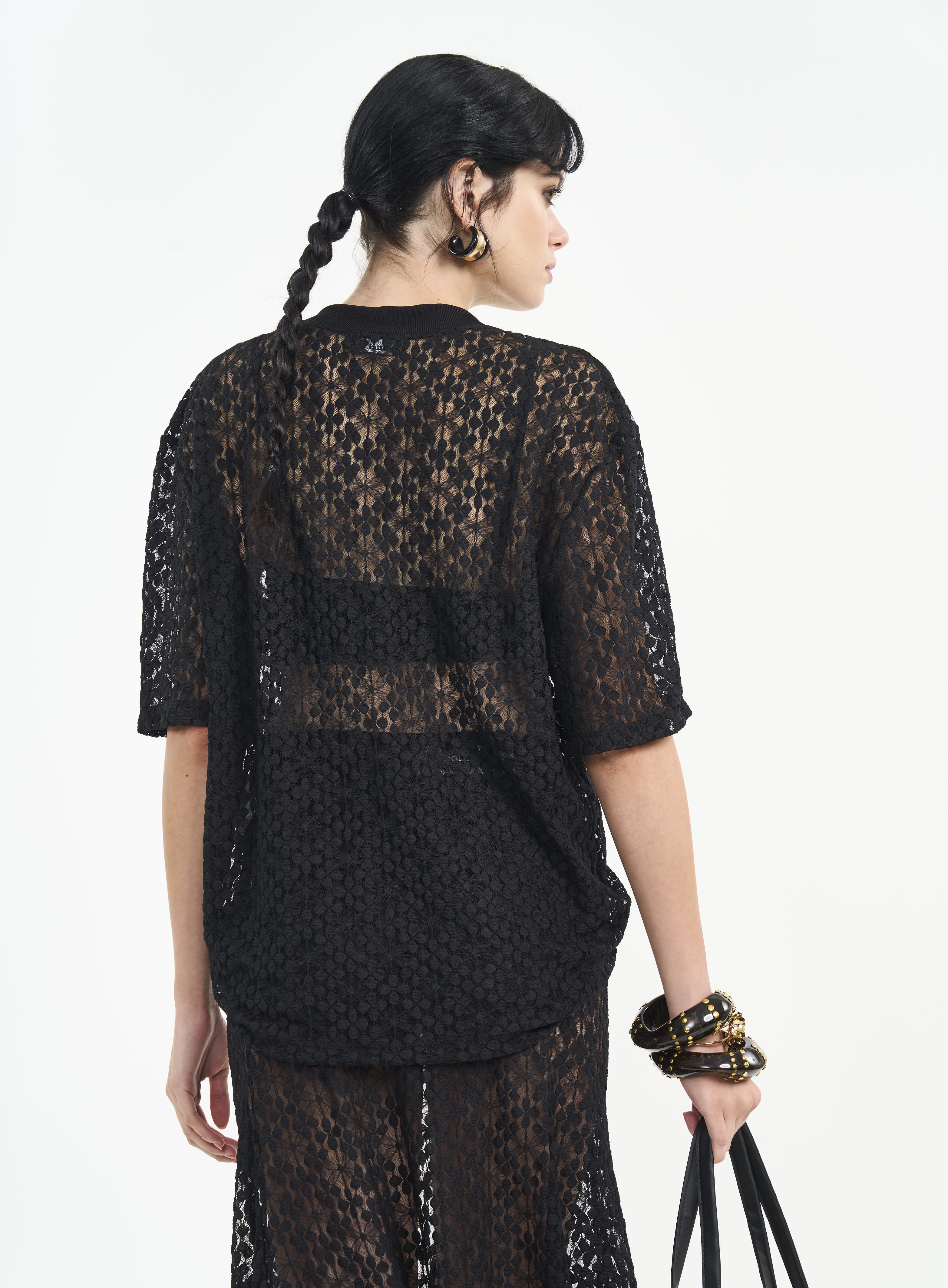 CAMISETA RENDA P PRETO