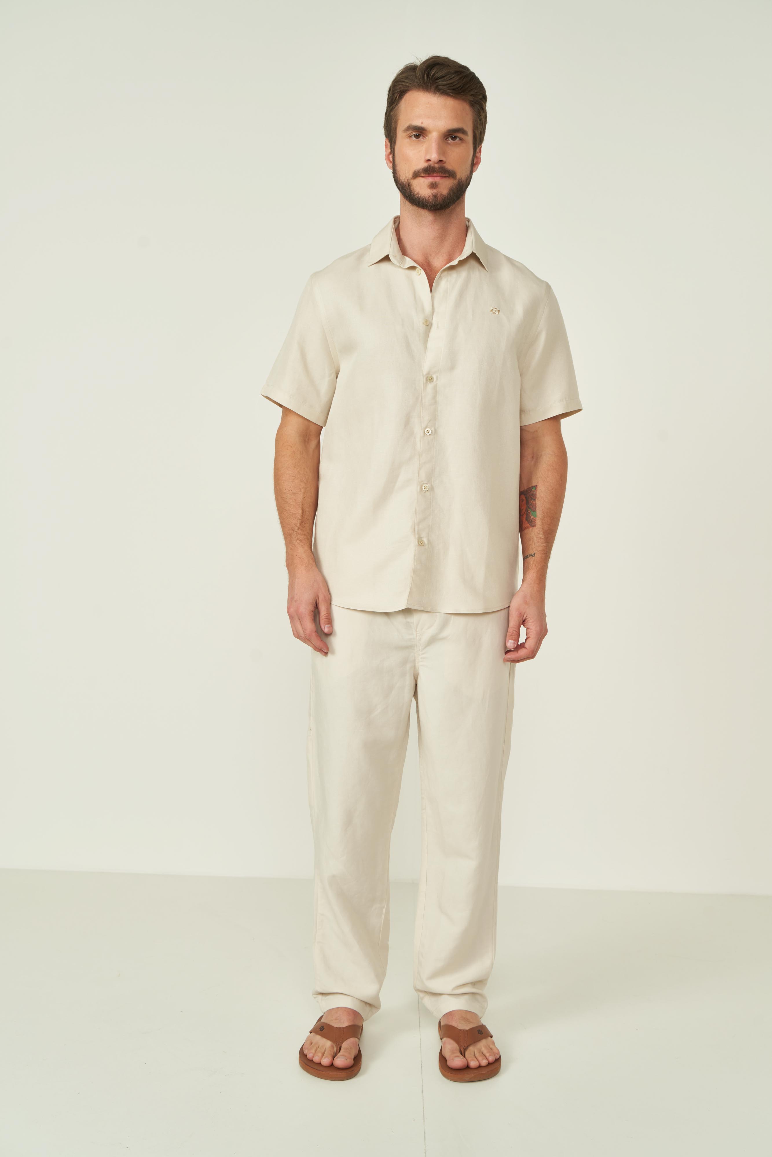 CAMISA LINHO M BEGE TAUPE
