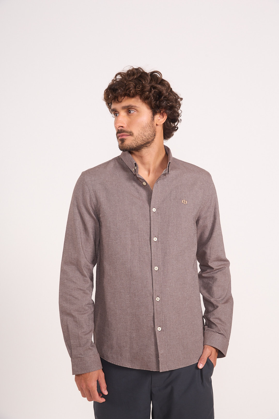 CAMISA RELAX GG MARROM/OFF