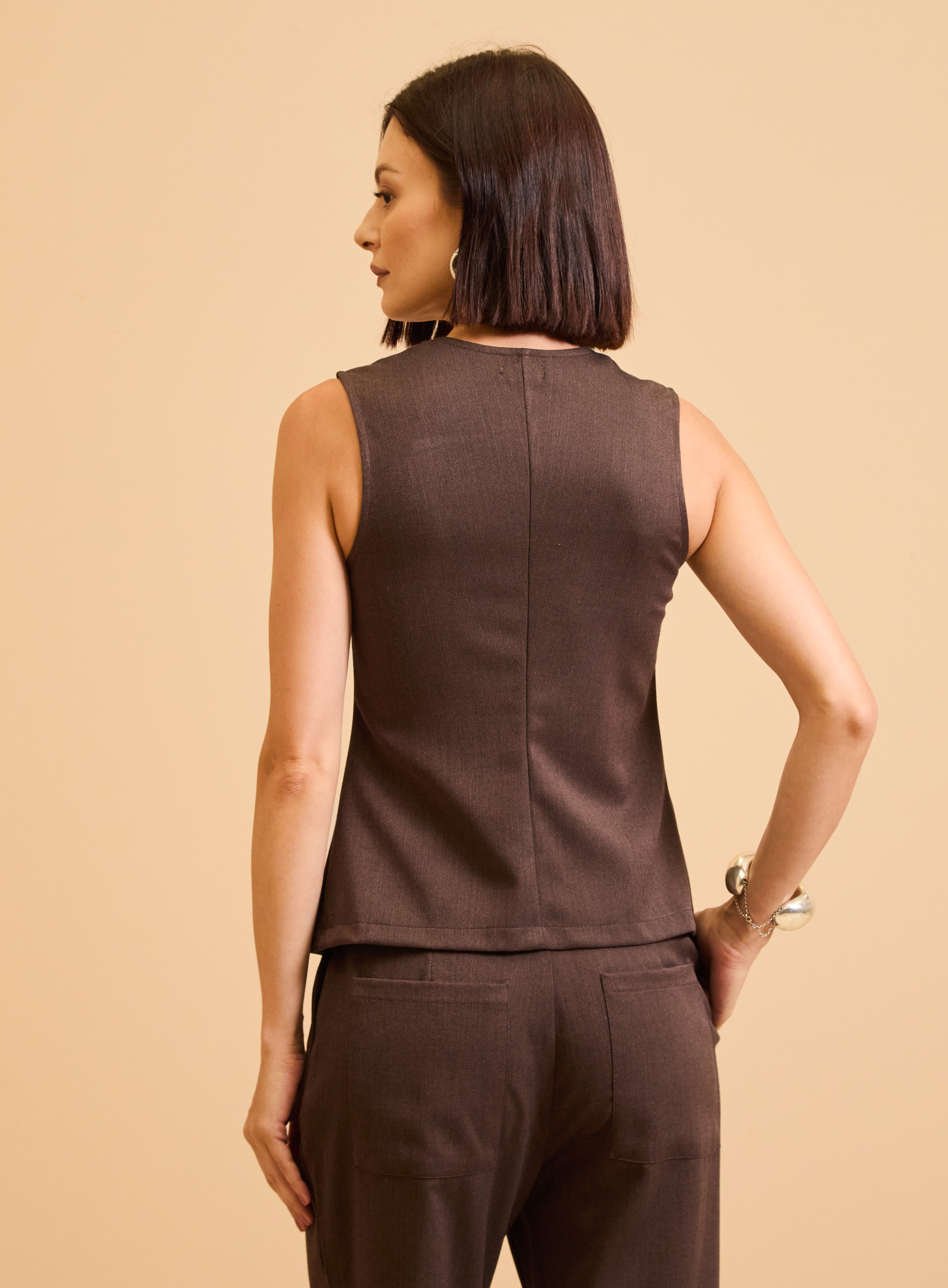 BLUSA FORUM G MARROM/PRETO
