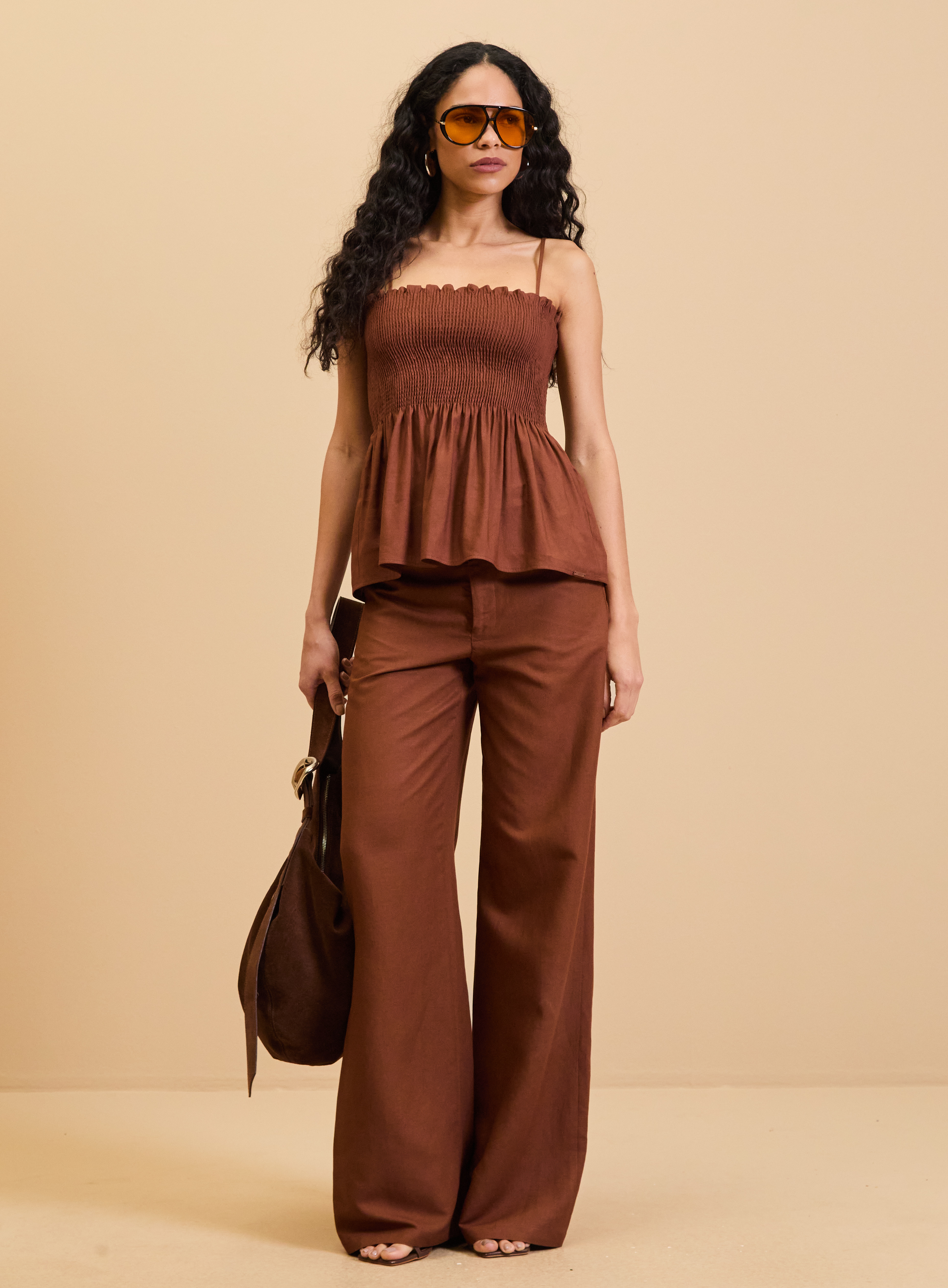 BLUSA LINHO M MARROM IMBUIA