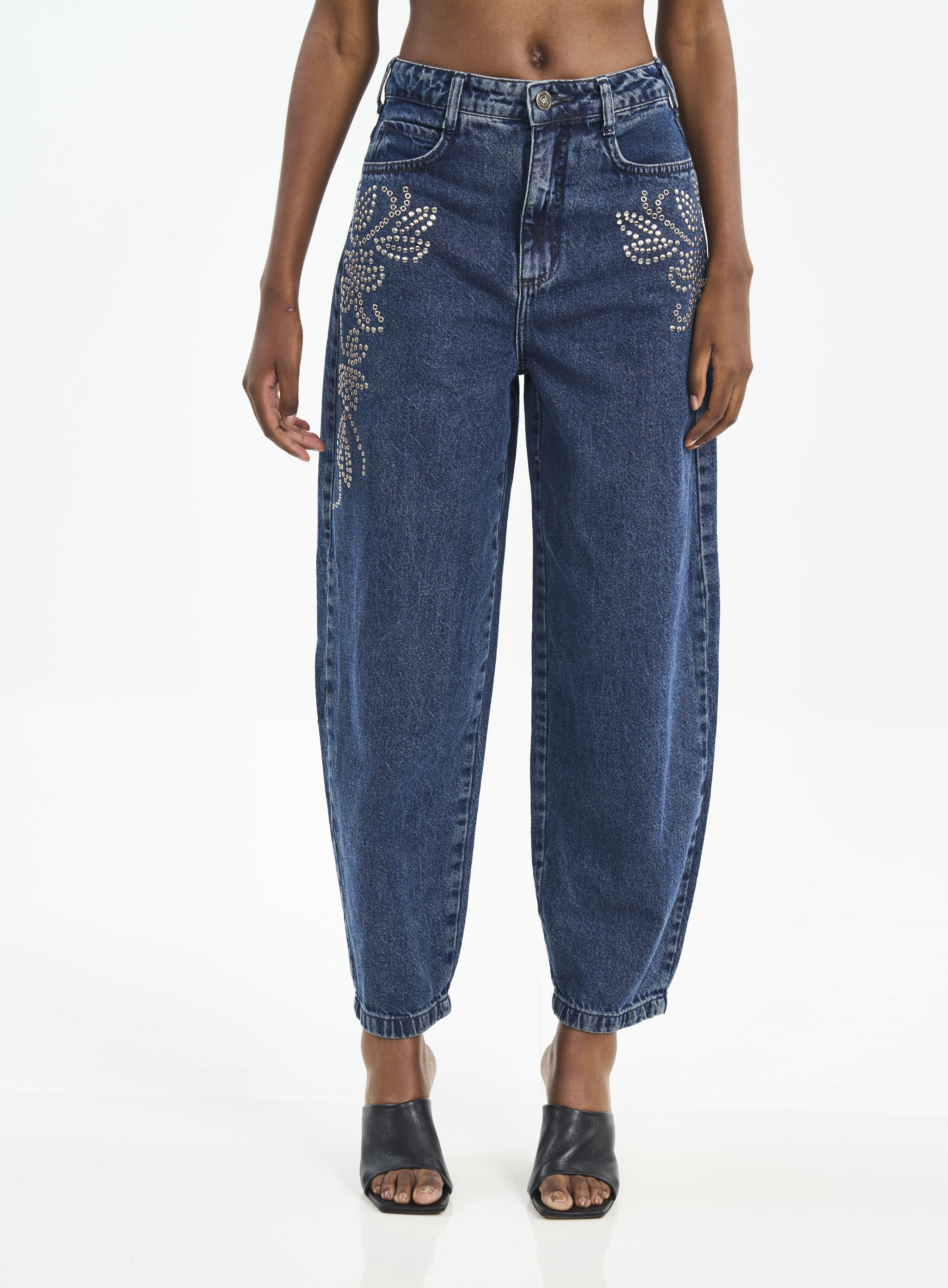 CALÇA JEANS JOANA BARRIL COM APLICAÇÃO 36 INDIGO